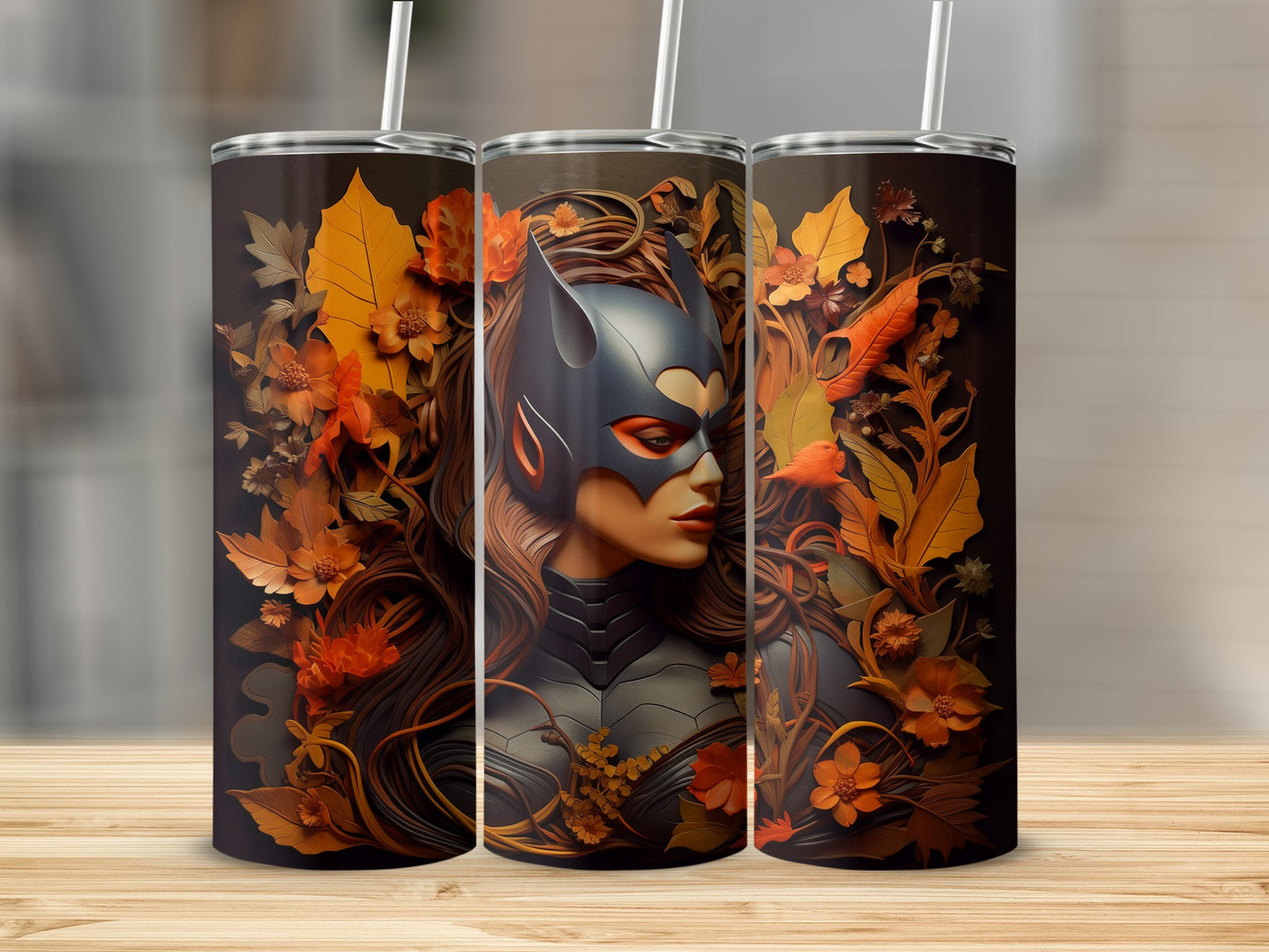 Batwoman Autumn Floral Artwork Tumbler Product