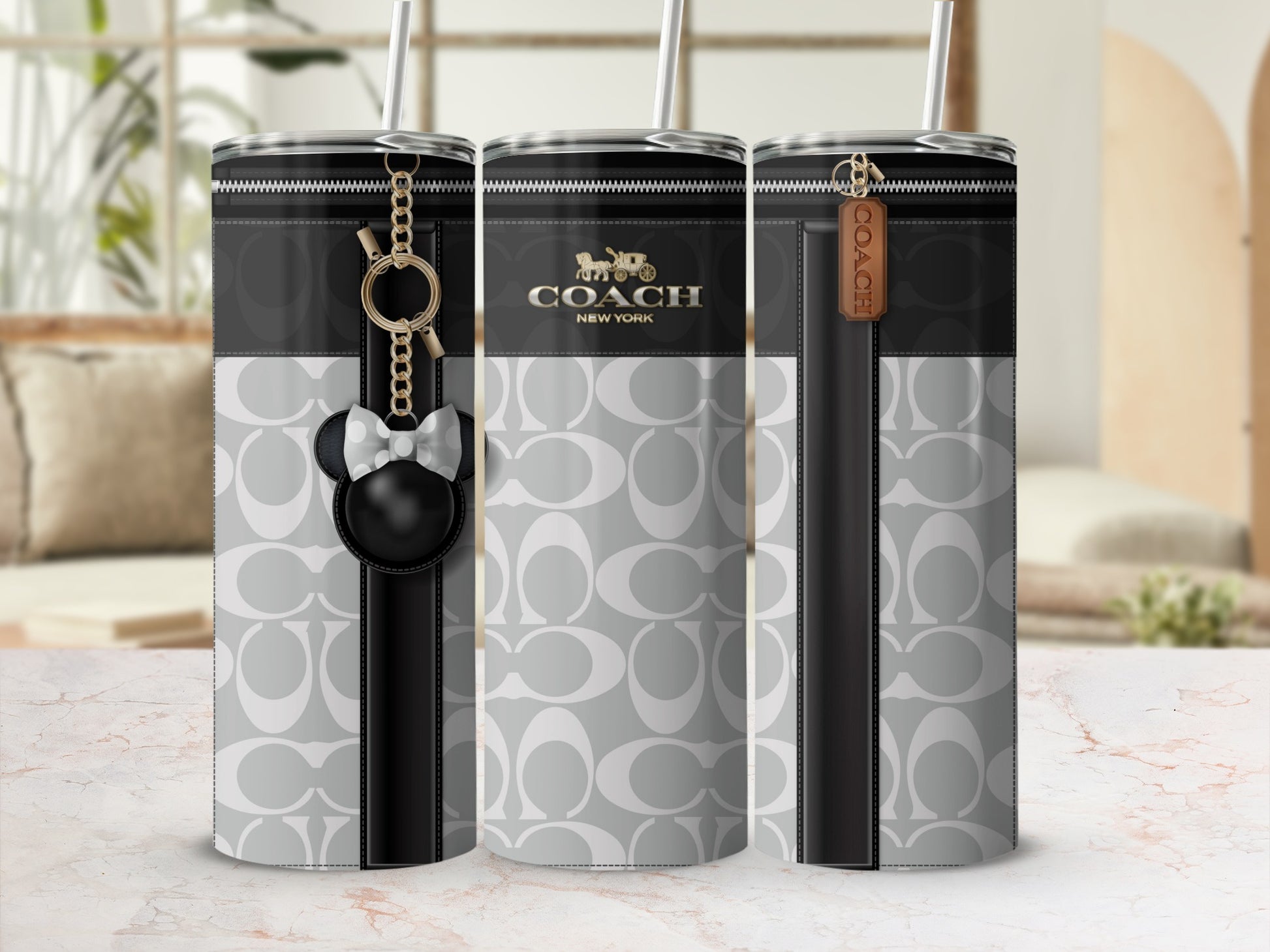 Stylish Coach New York Designer Tumbler with Keychain