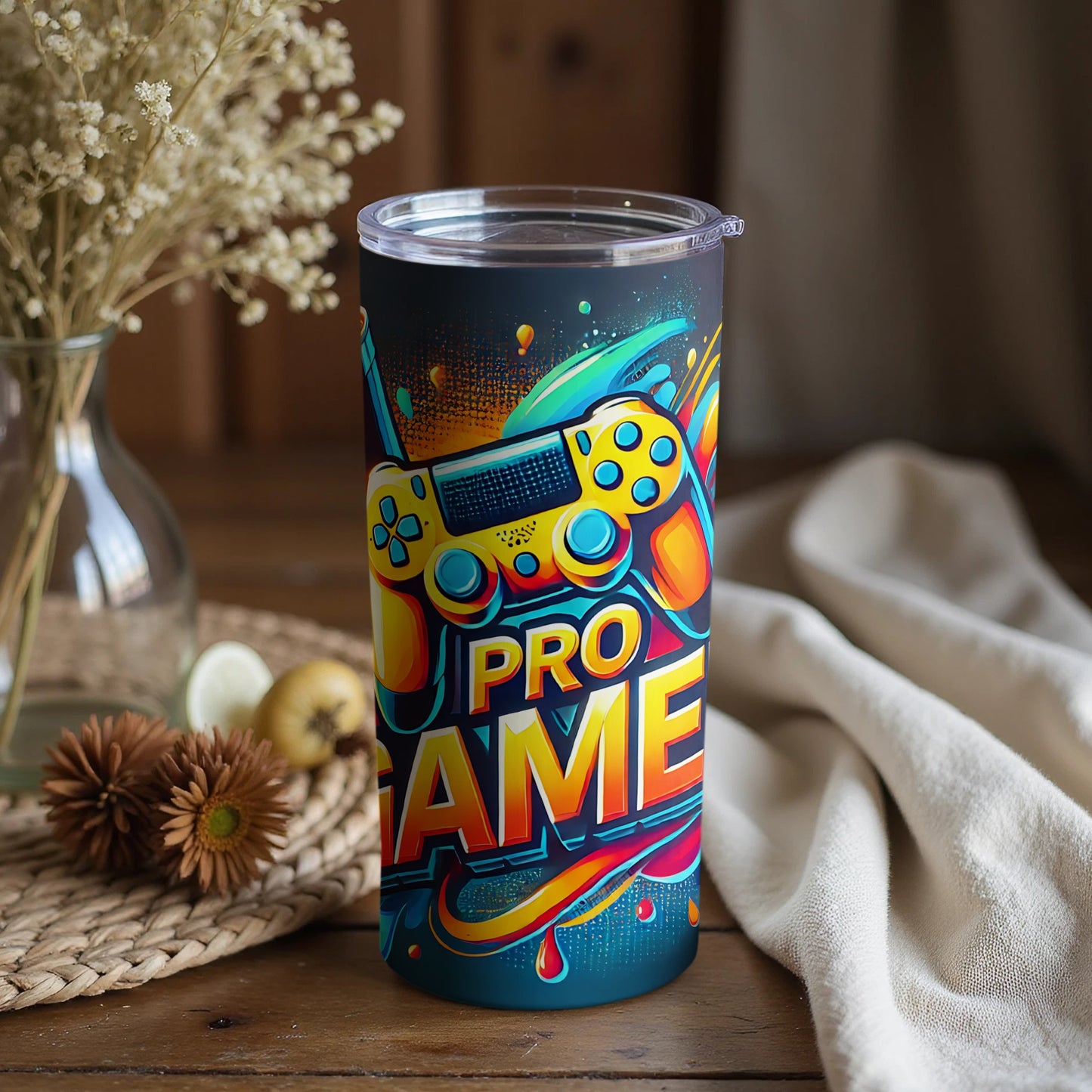 Vibrant Pro Gamer Artwork Tumbler for Gaming Enthusiasts