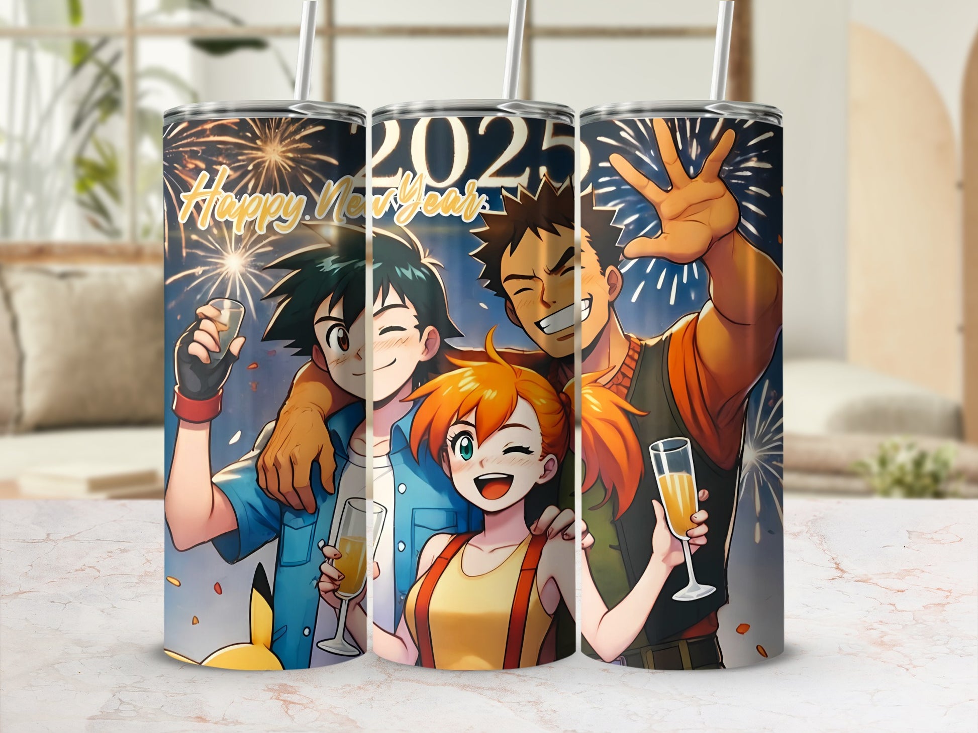 Happy New Year 2025 Fireworks Anime Characters Tumbler