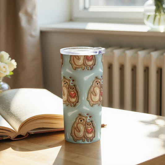 Cute Bear With Hearts Design Insulated Tumbler
