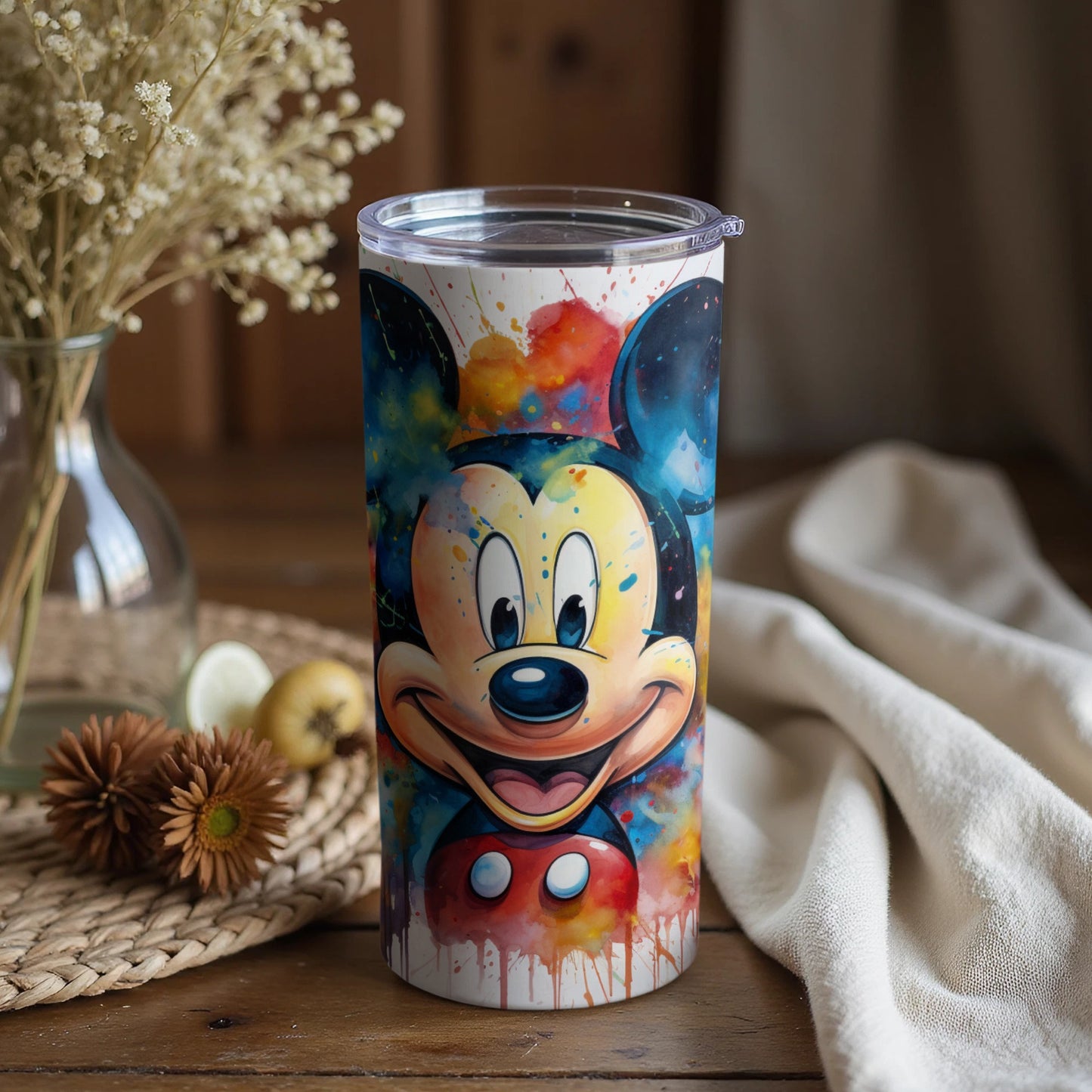Vibrant Artistic Mickey Mouse Insulated Travel Tumbler