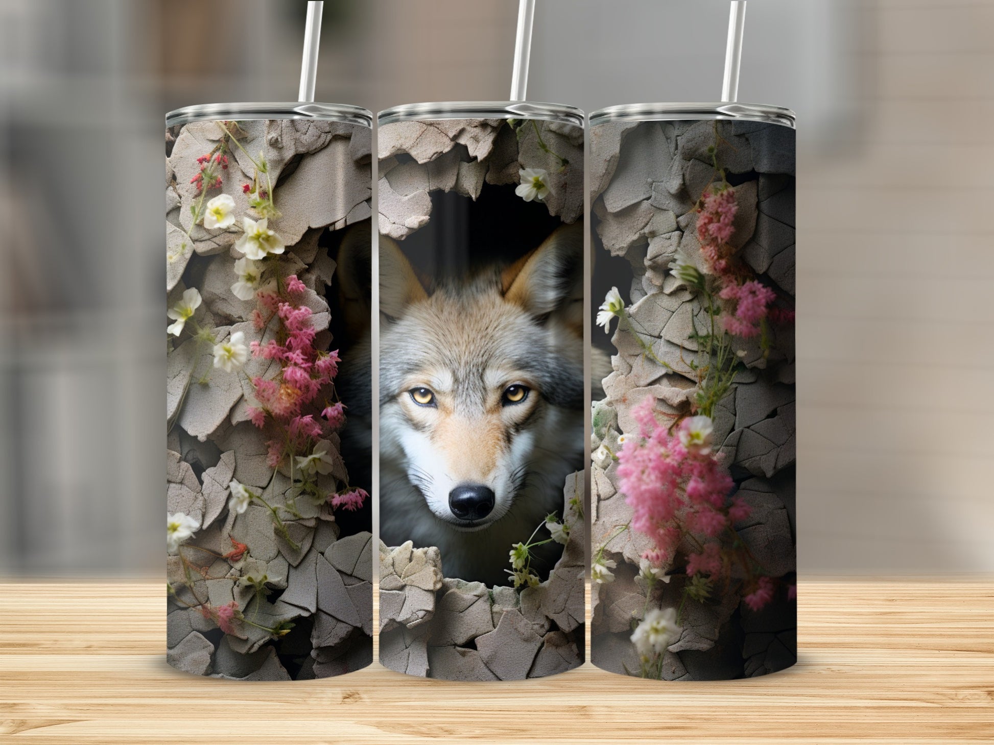 Wolf Gaze Rocky Floral Design Elegant Drinkware product type
wolf
wild animal
canine art
forest wolf
wolf gaze
majestic wolf
nature theme
rocky texture
stone pattern
floral design
pink flowers
white flowers
botanical art
rustic design
animal print
wildlife art
tumbler
drinkware
beverage gift
unique tumbler