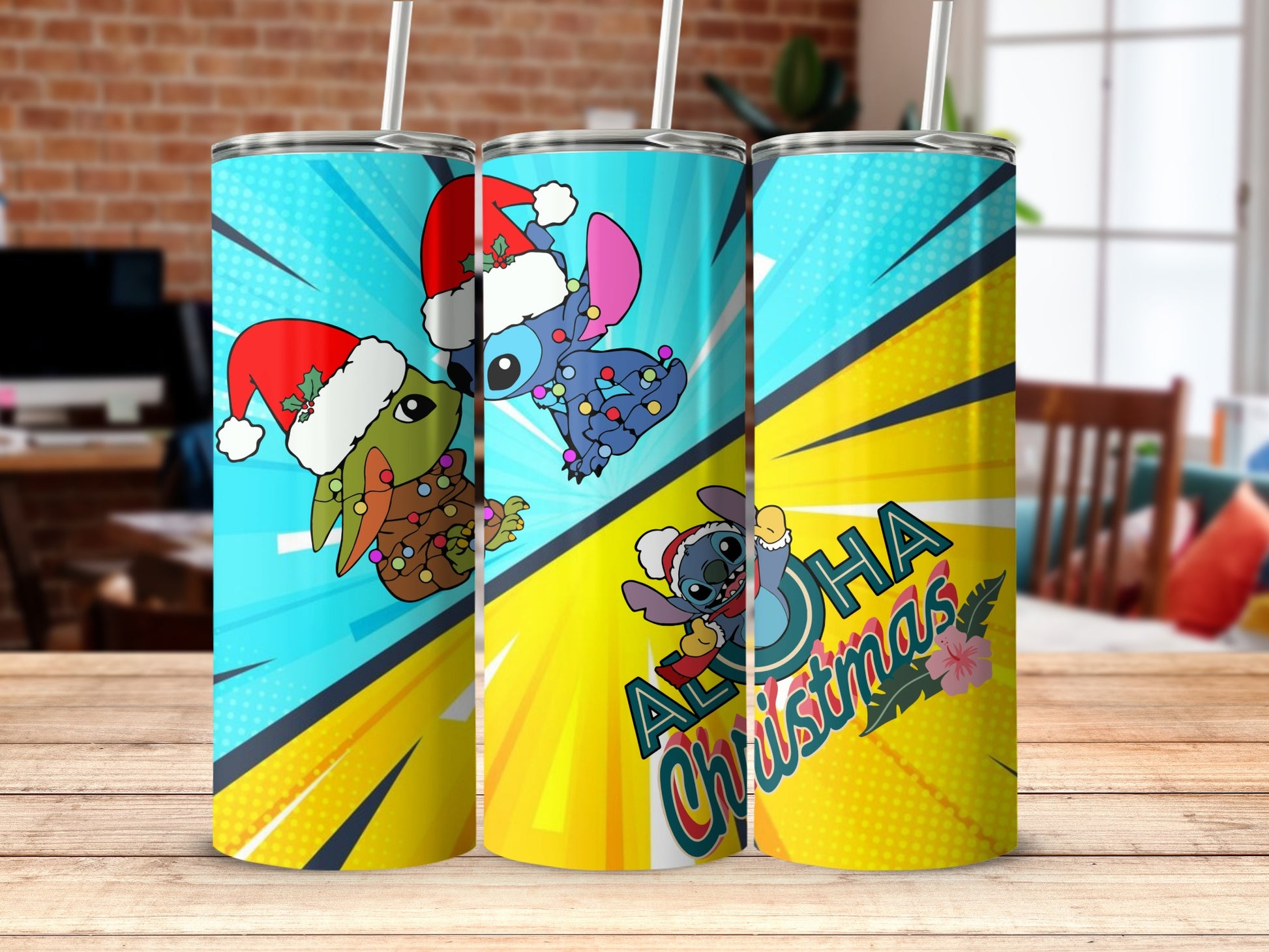 Aloha Christmas Tumblers with Festive Character Designs