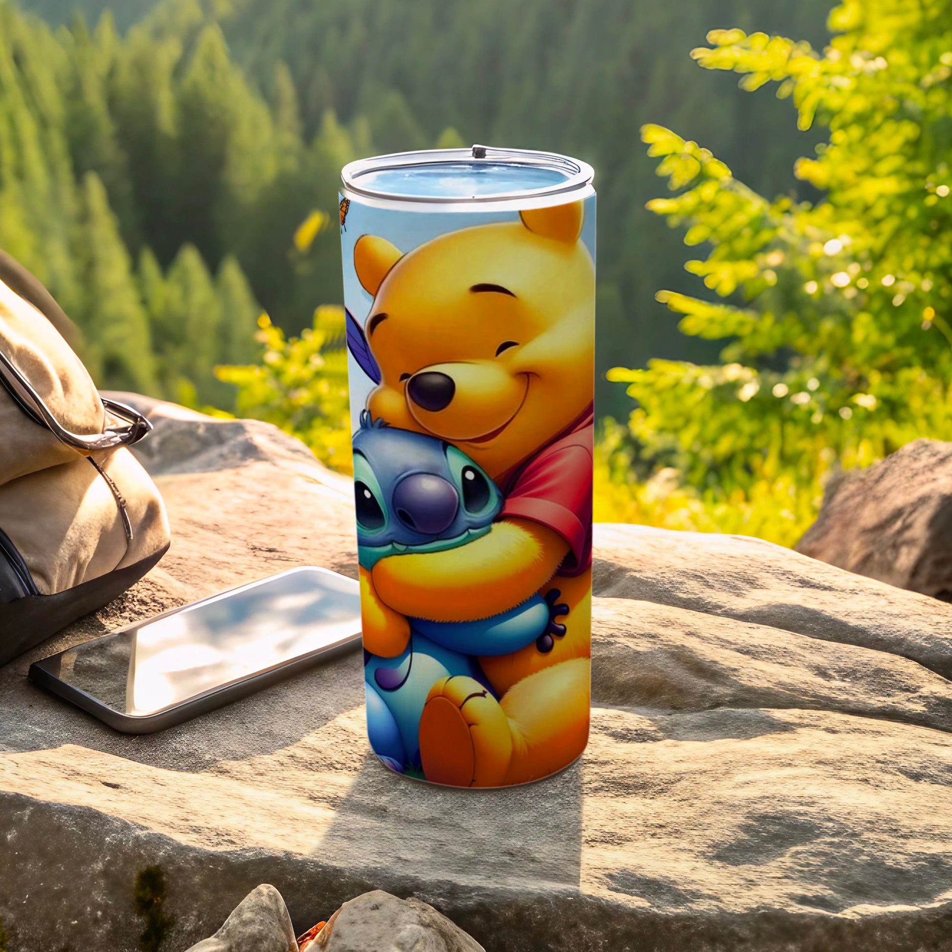 Winnie the Pooh and Stitch Travel Tumbler 20oz