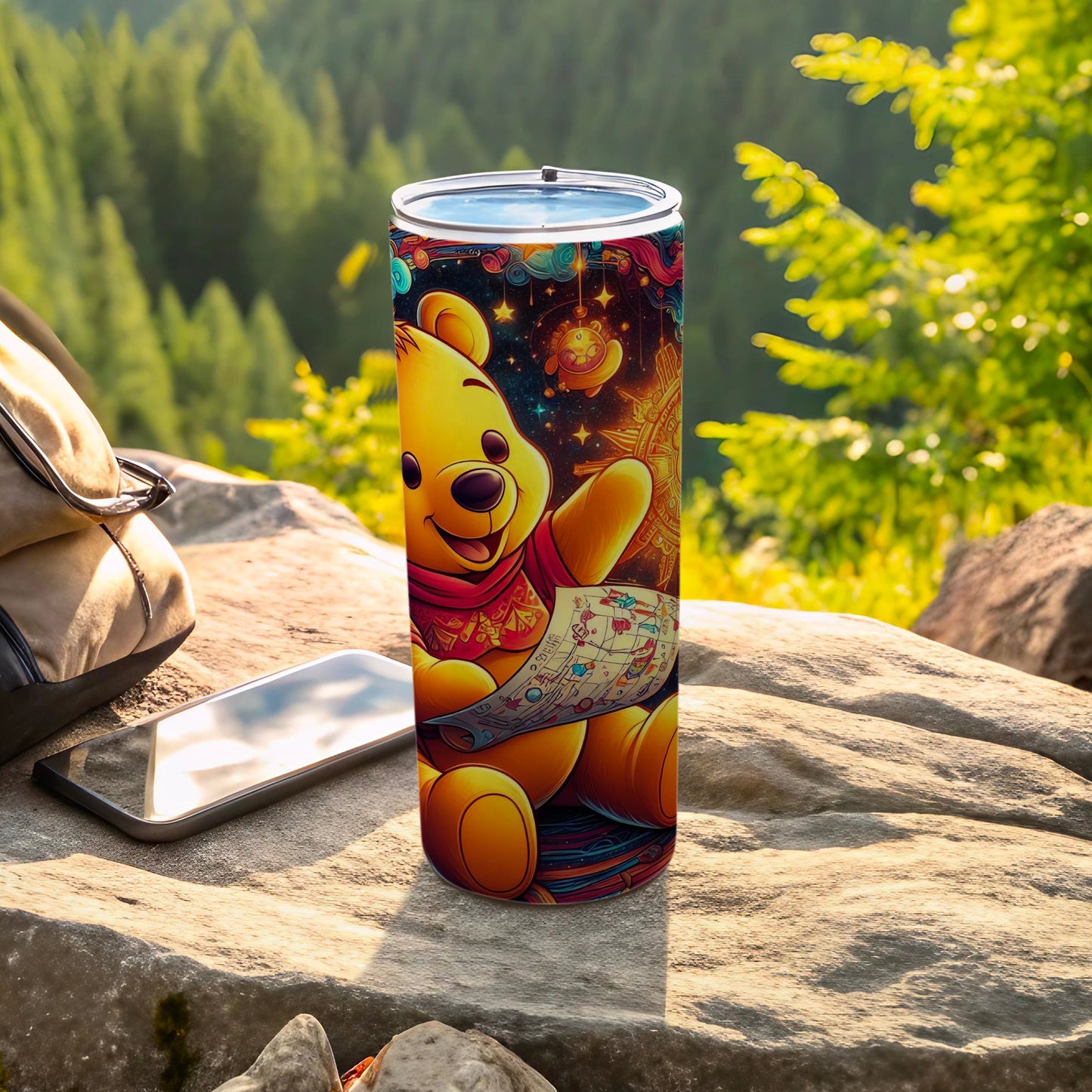 Cute Cartoon Bear with Map Scenic Travel Tumbler