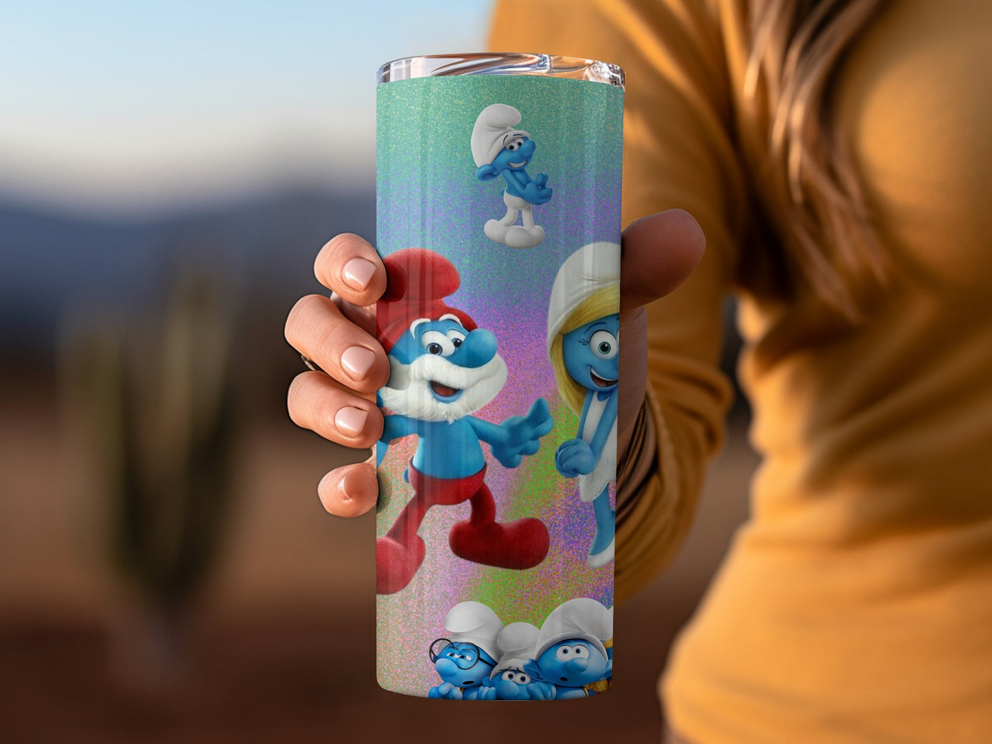 Colorful Smurfs Characters Themed Tumbler for Kids