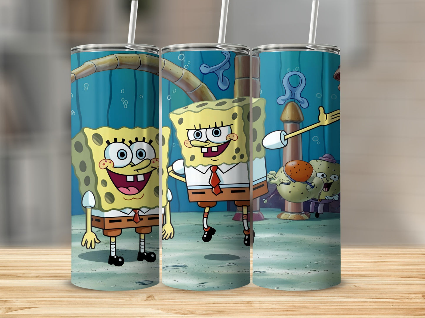 SpongeBob SquarePants characters in an underwater scene.