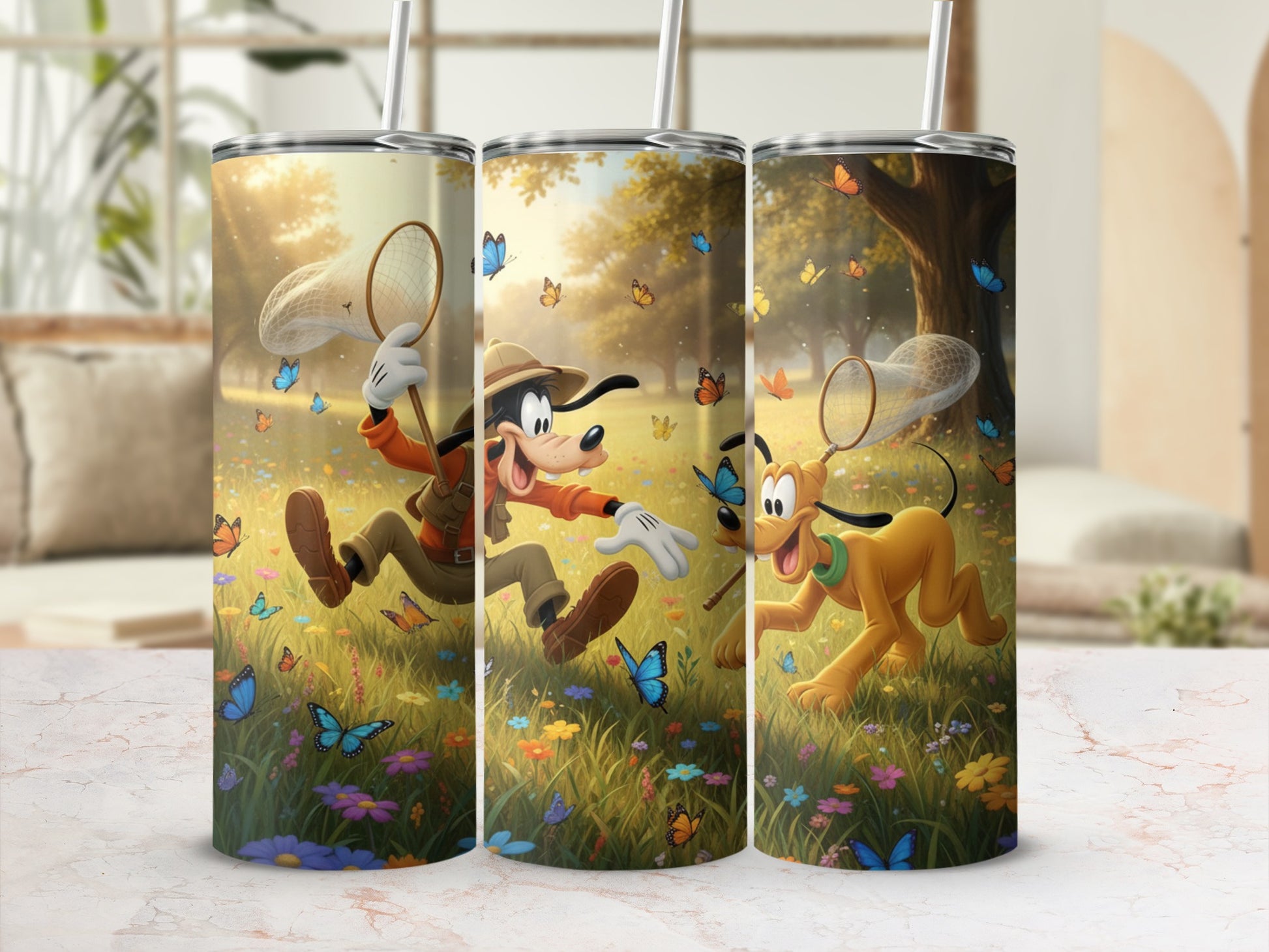 Goofy and Pluto Adventures Tumbler with Straw Cup