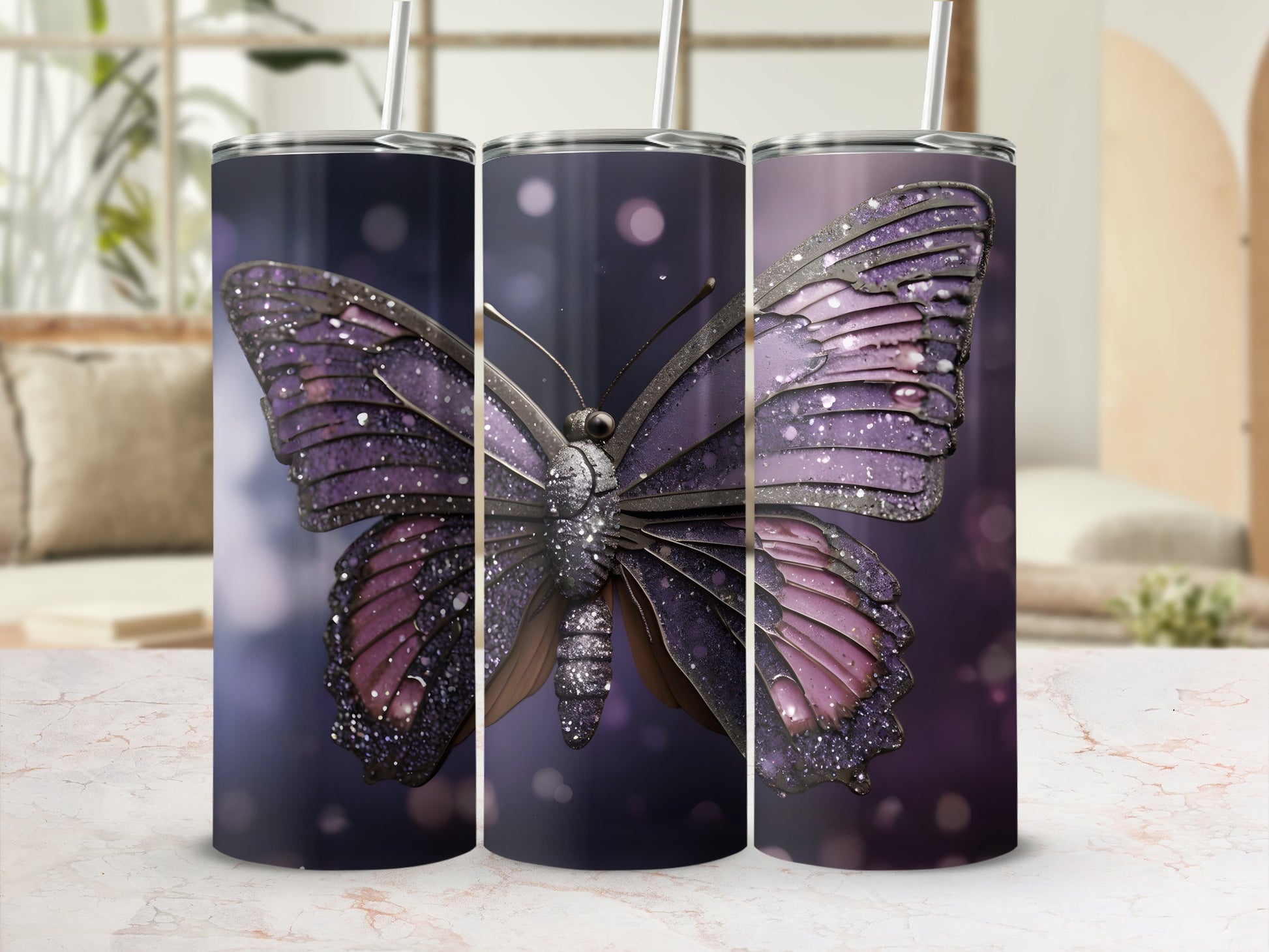 Purple Butterfly Glitter Sparkle Tumbler product type