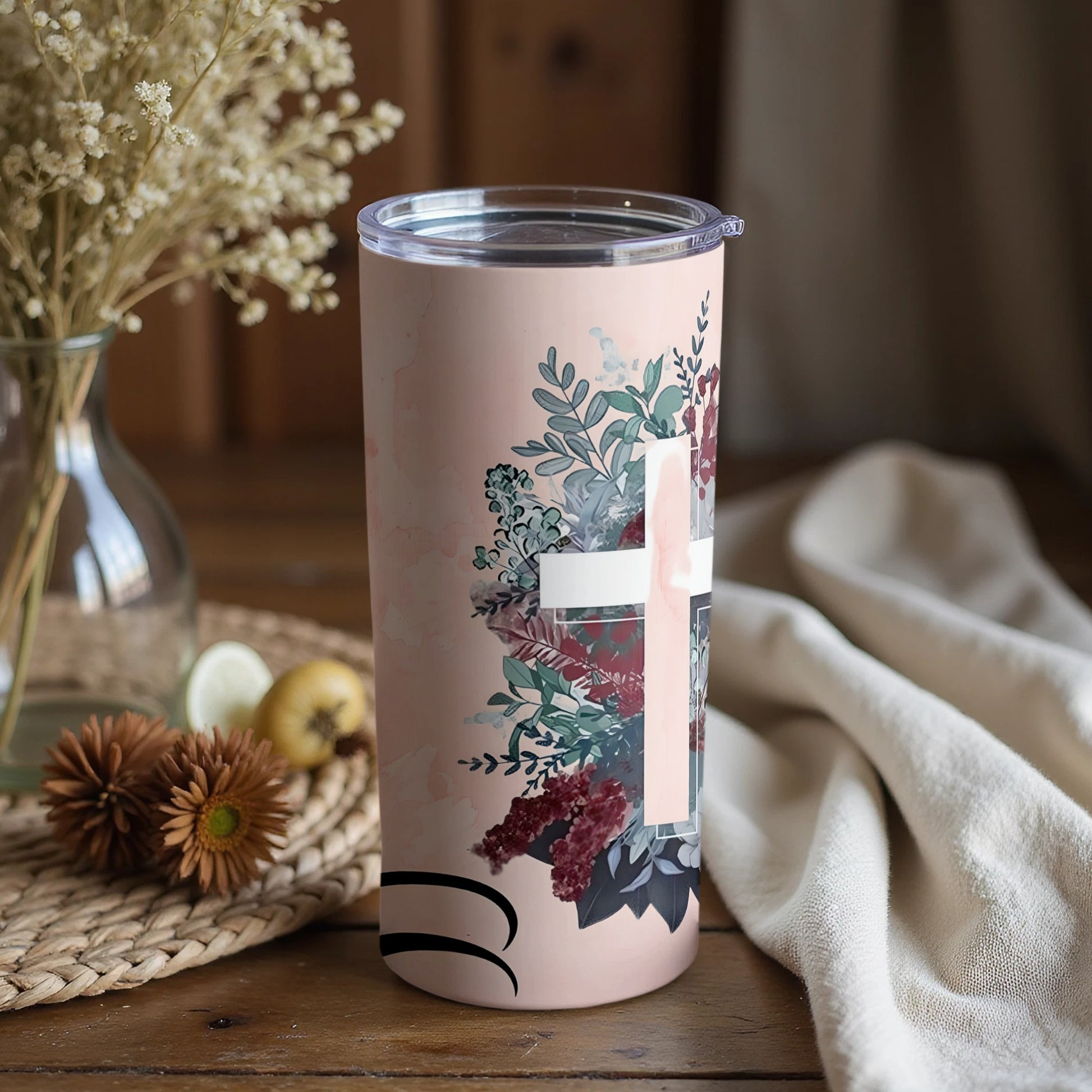 Floral Cross Design on Pink Background Product
