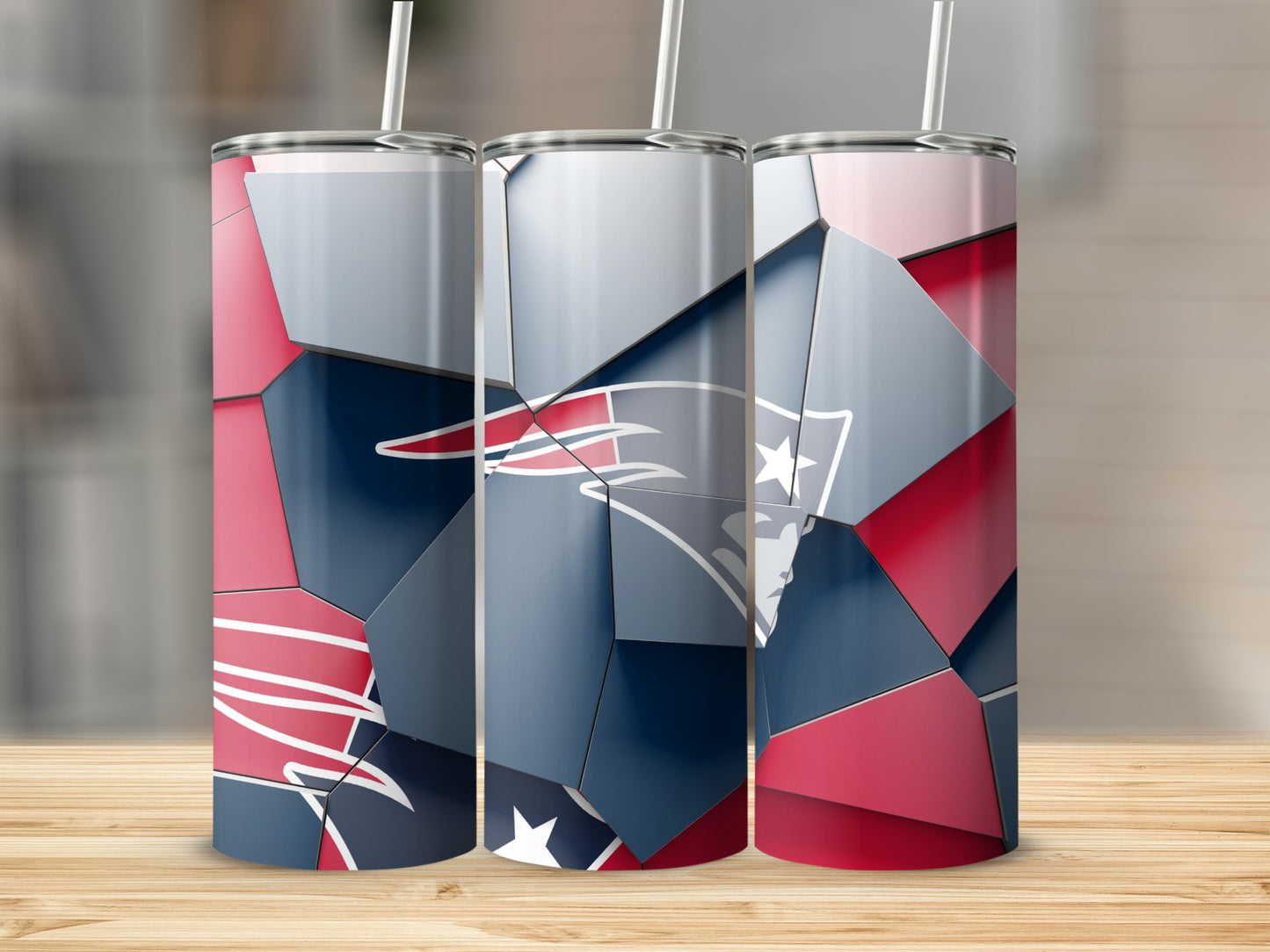 Geometric Design Patriots Colors NFL Team Logo Tumblers