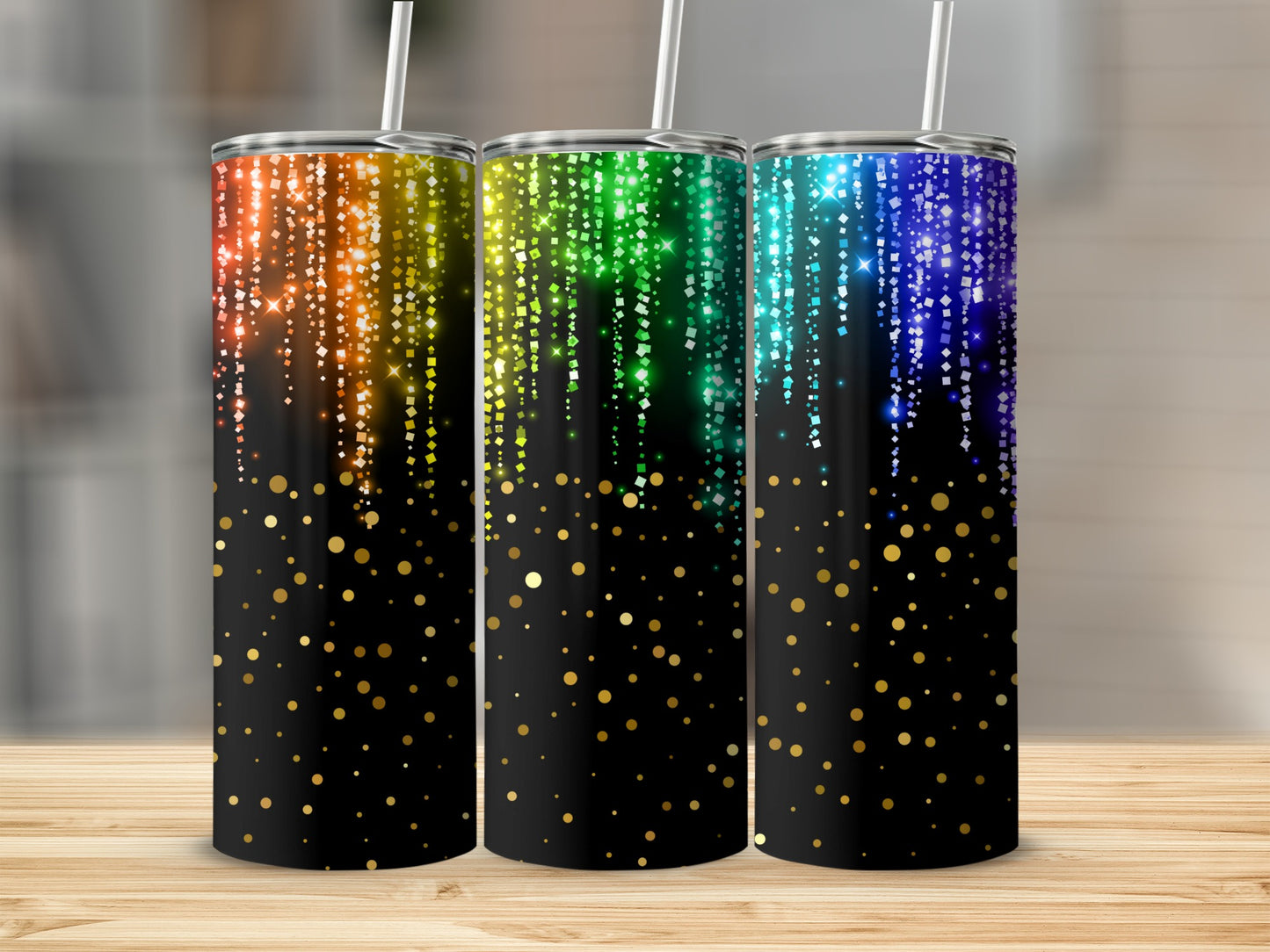 Colorful Sparkling Vertical Pattern Travel Mug