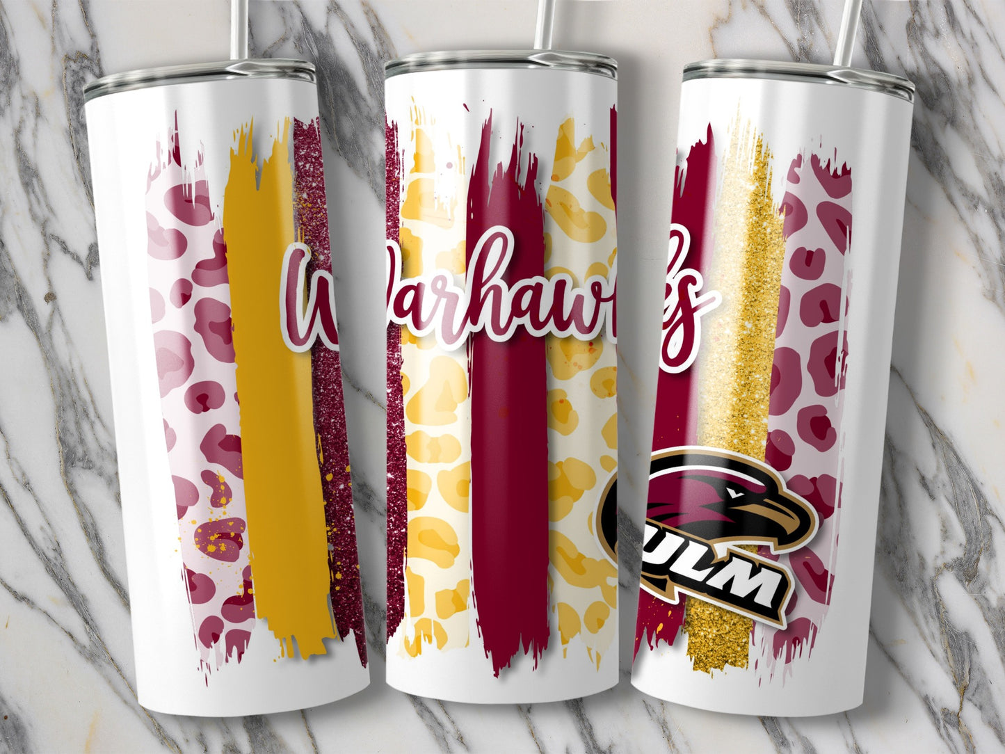 Warhawks Team Colors Vertical Brush Strokes Design Tumblers