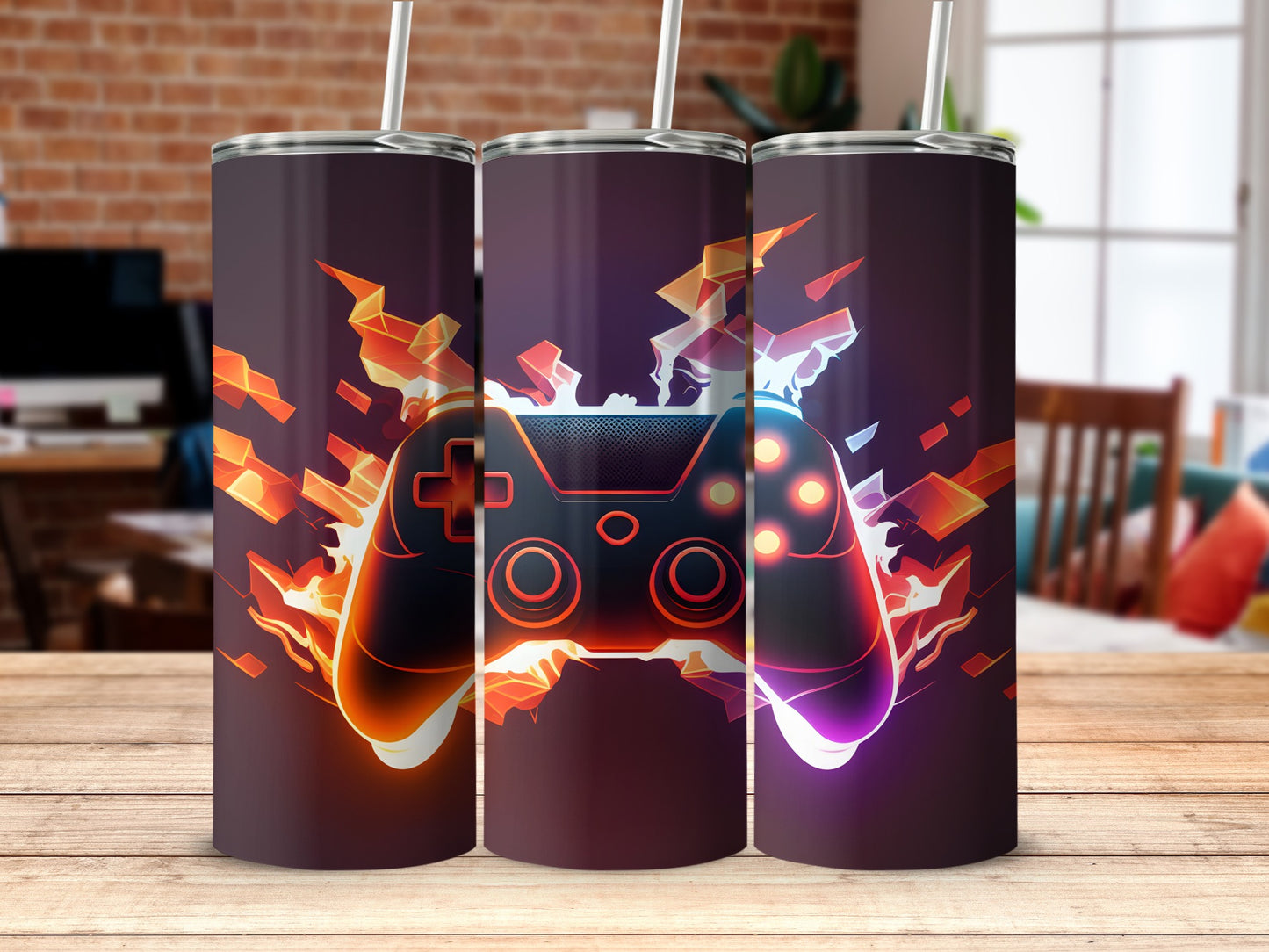 Vibrant Gaming Controller Art Tumbler for Gamers