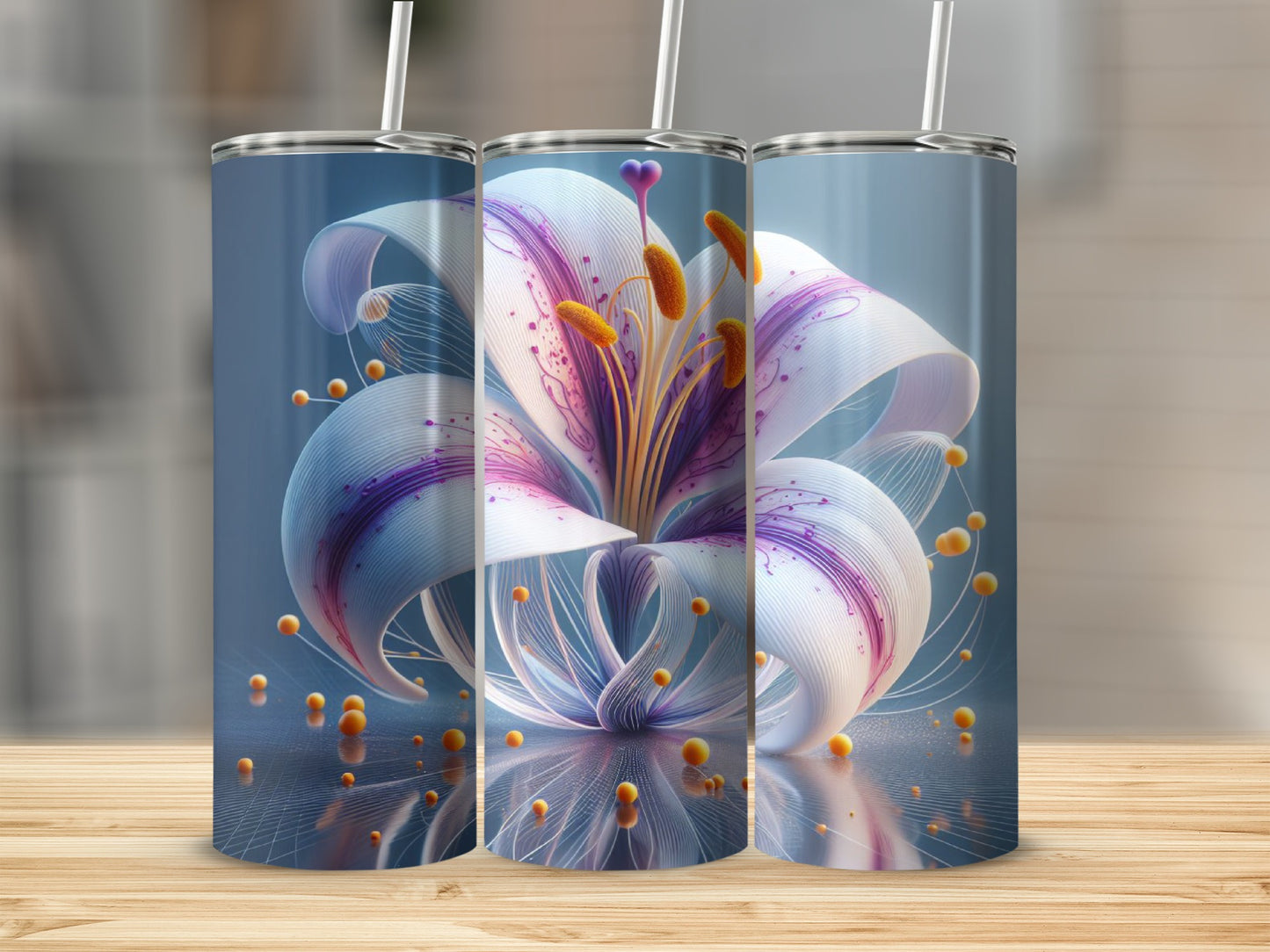 Beautiful White and Purple Flower Tumbler