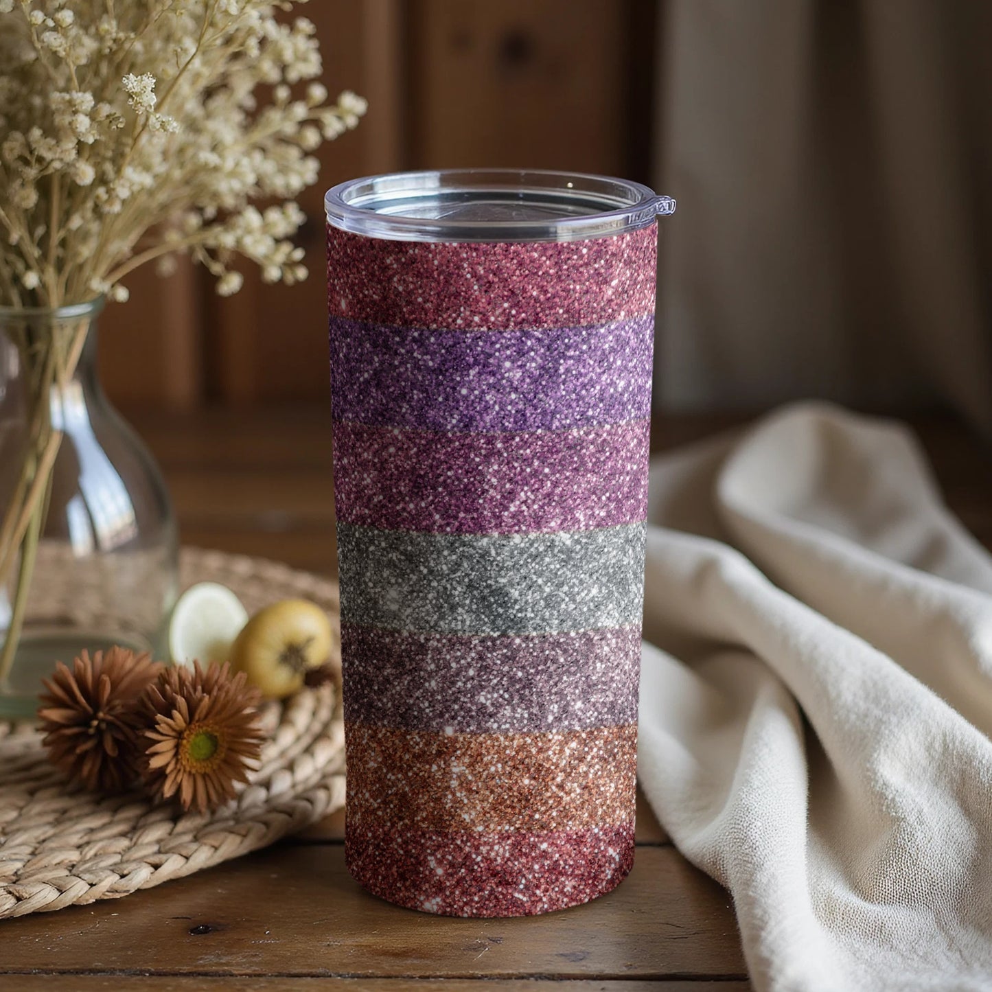 Glittery Multicolor Tumbler for Stylish Beverage Enjoyment**