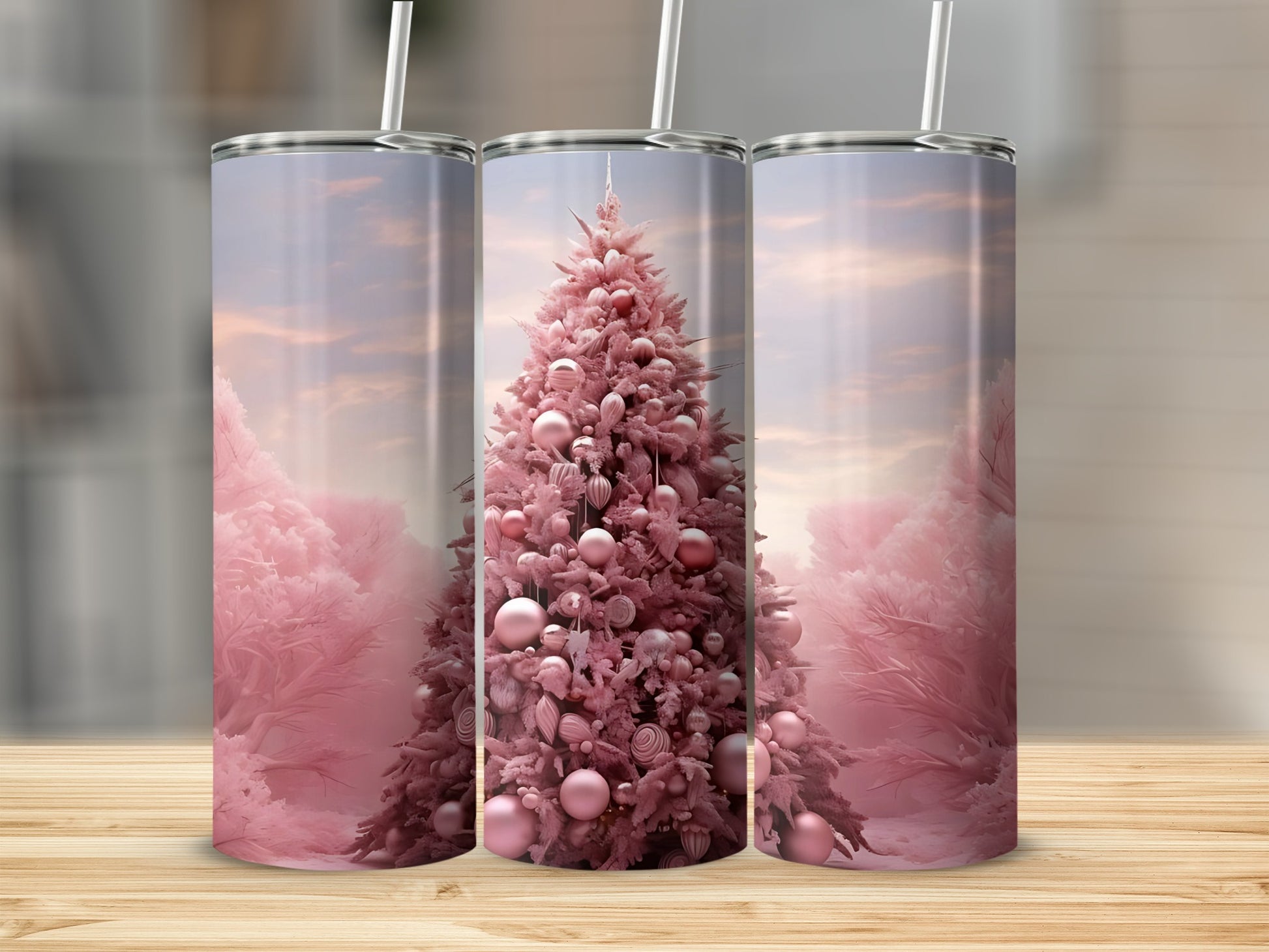 Pink Christmas Tree Tumbler for Festive Season