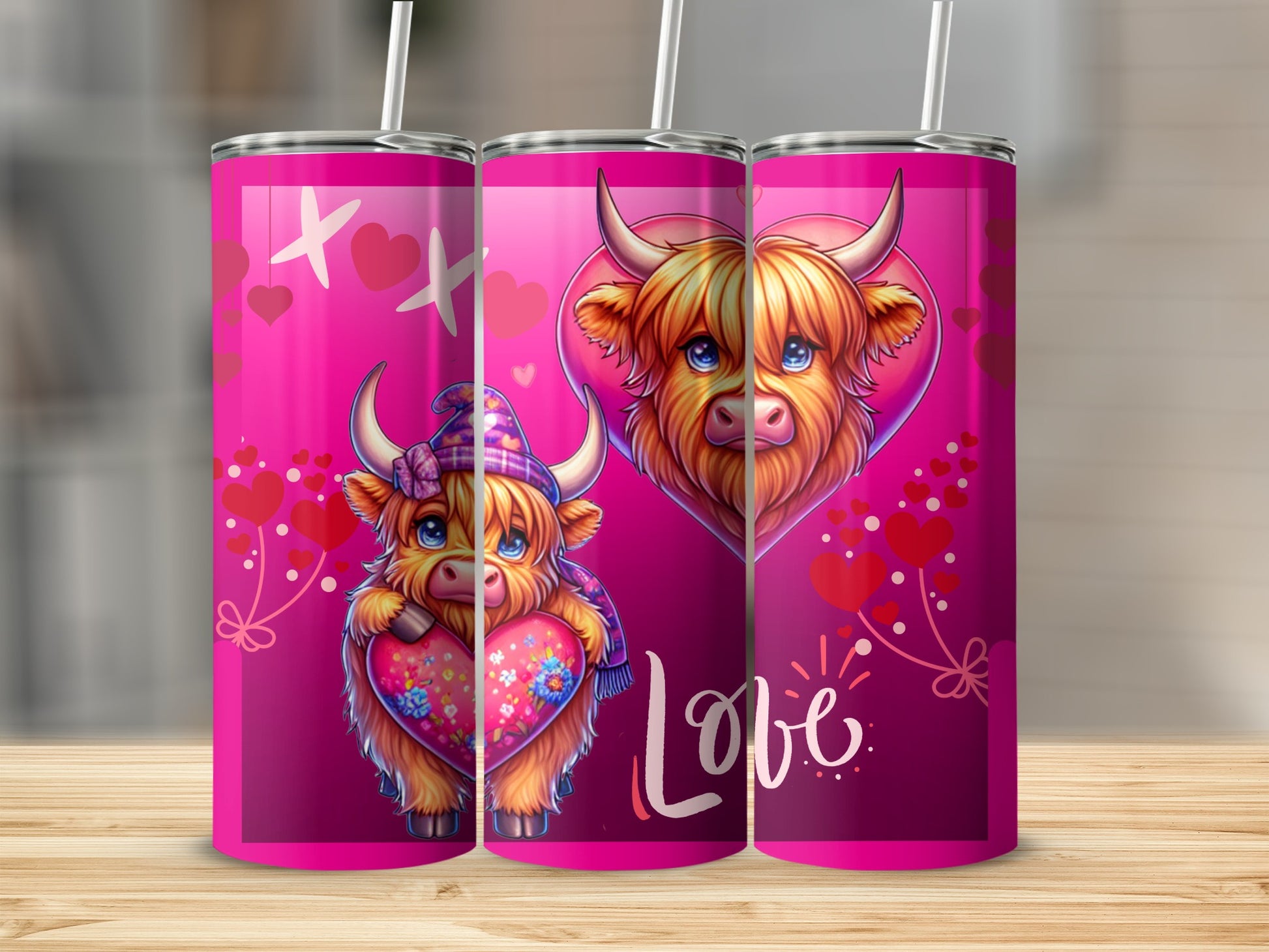 Cute Highland Cattle Love Design Tumbler