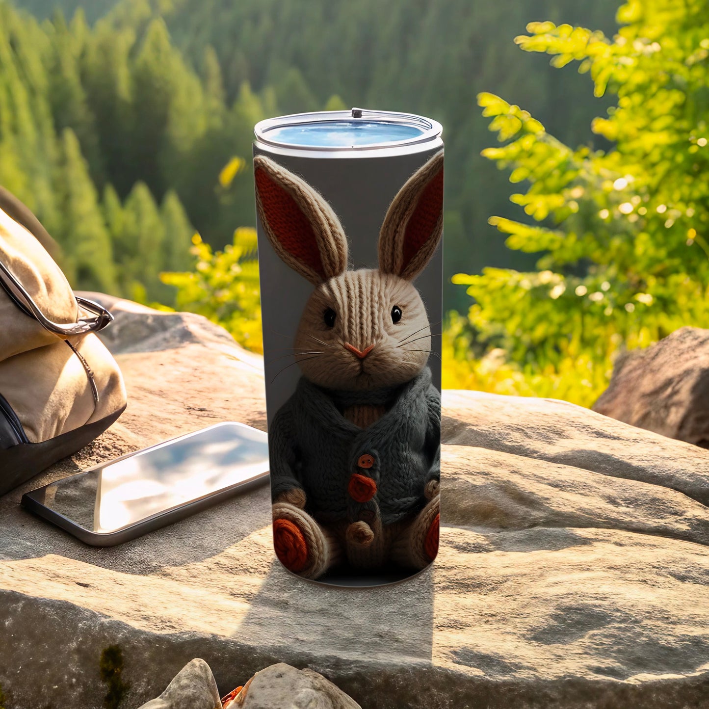 Adorable knitted rabbit character print tumbler product type