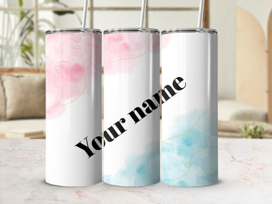 Personalized Watercolor Tumblers with Custom Name Text