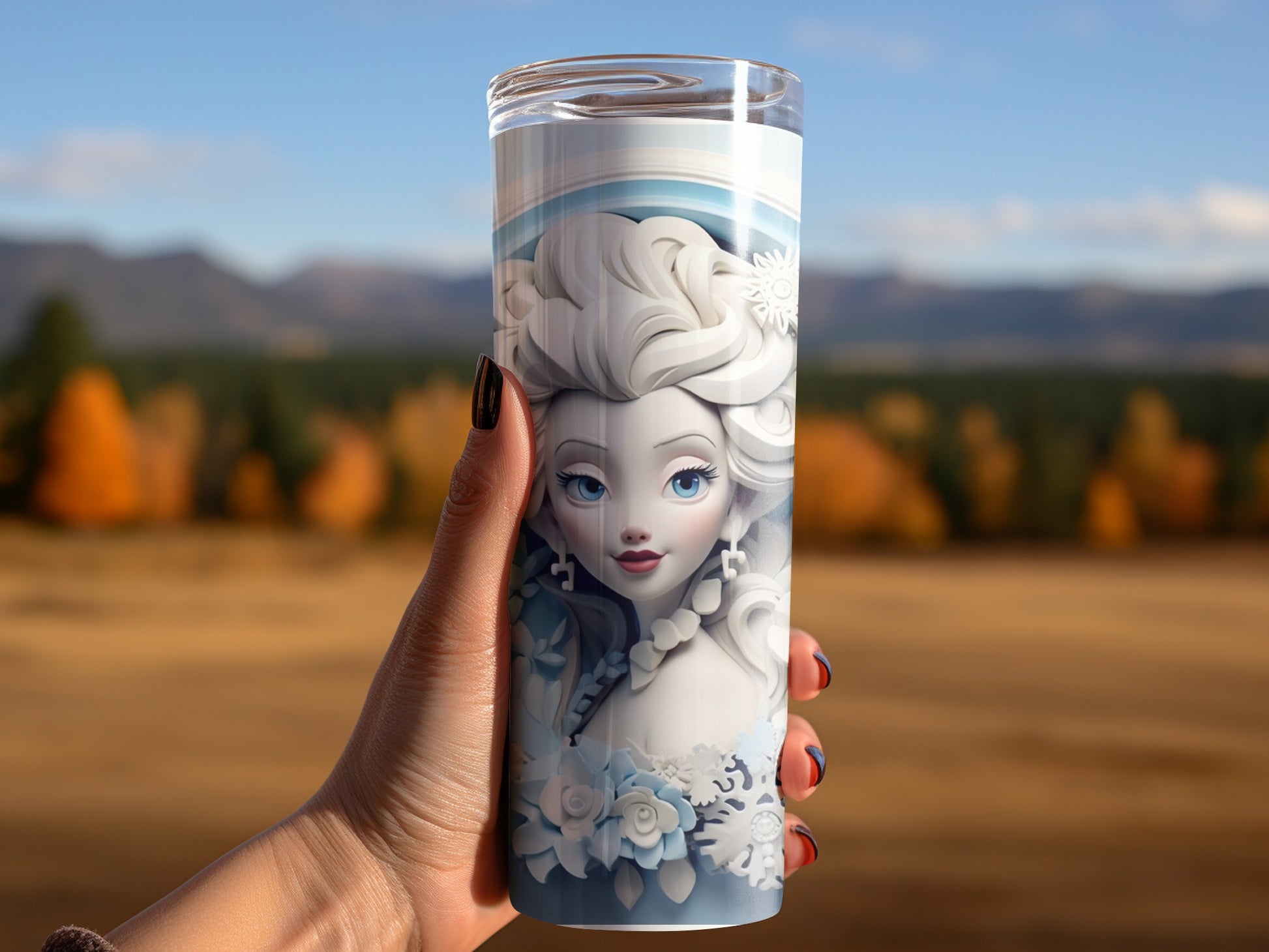 Stylish Large Insulated Travel Mug with Artistic Portrait