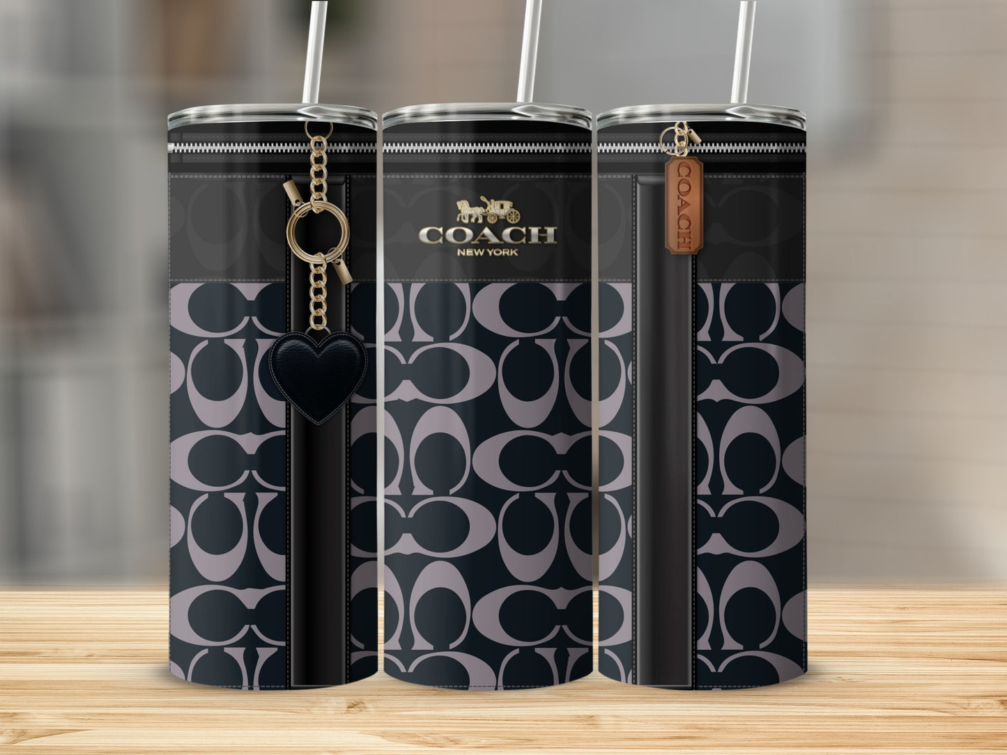 Stylish Coach Branded Drink Tumblers with Straws