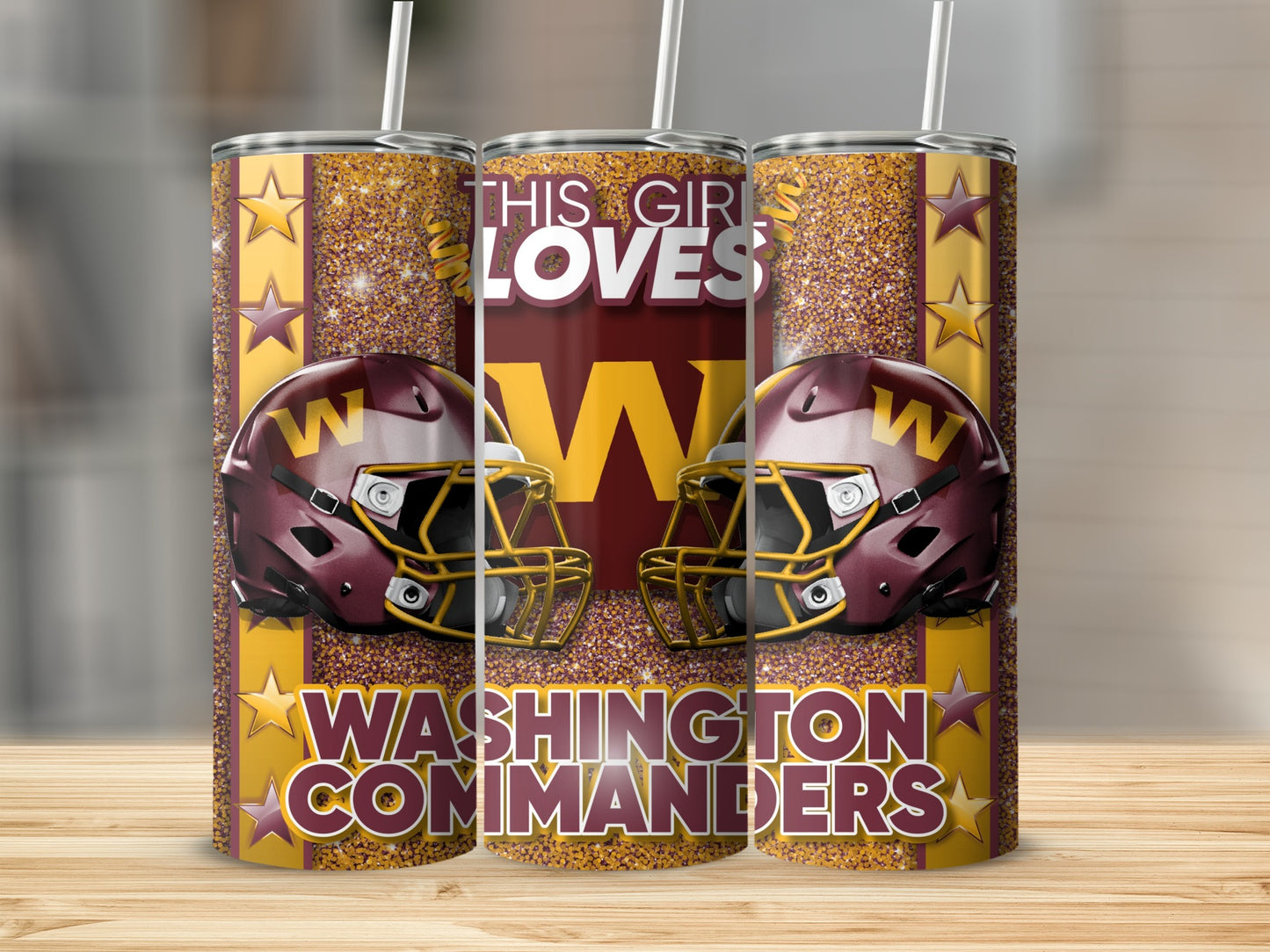This Girl Loves Washington Commanders Gold Stars Tumblers