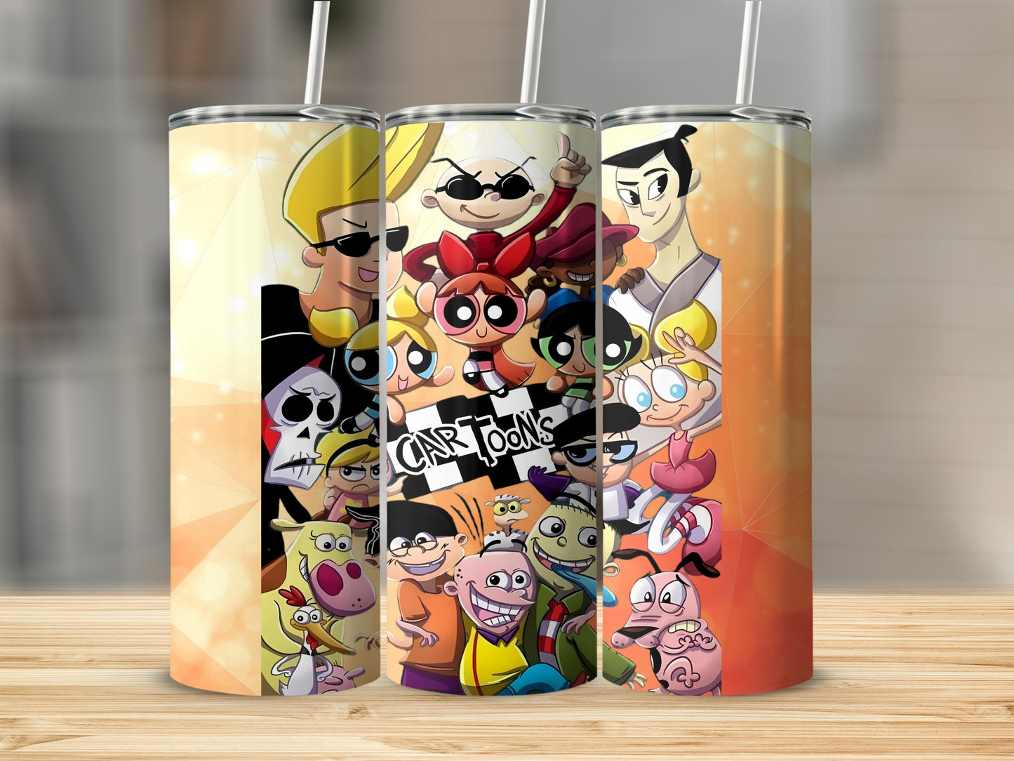 Classic Cartoon Characters Tumbler With Straw