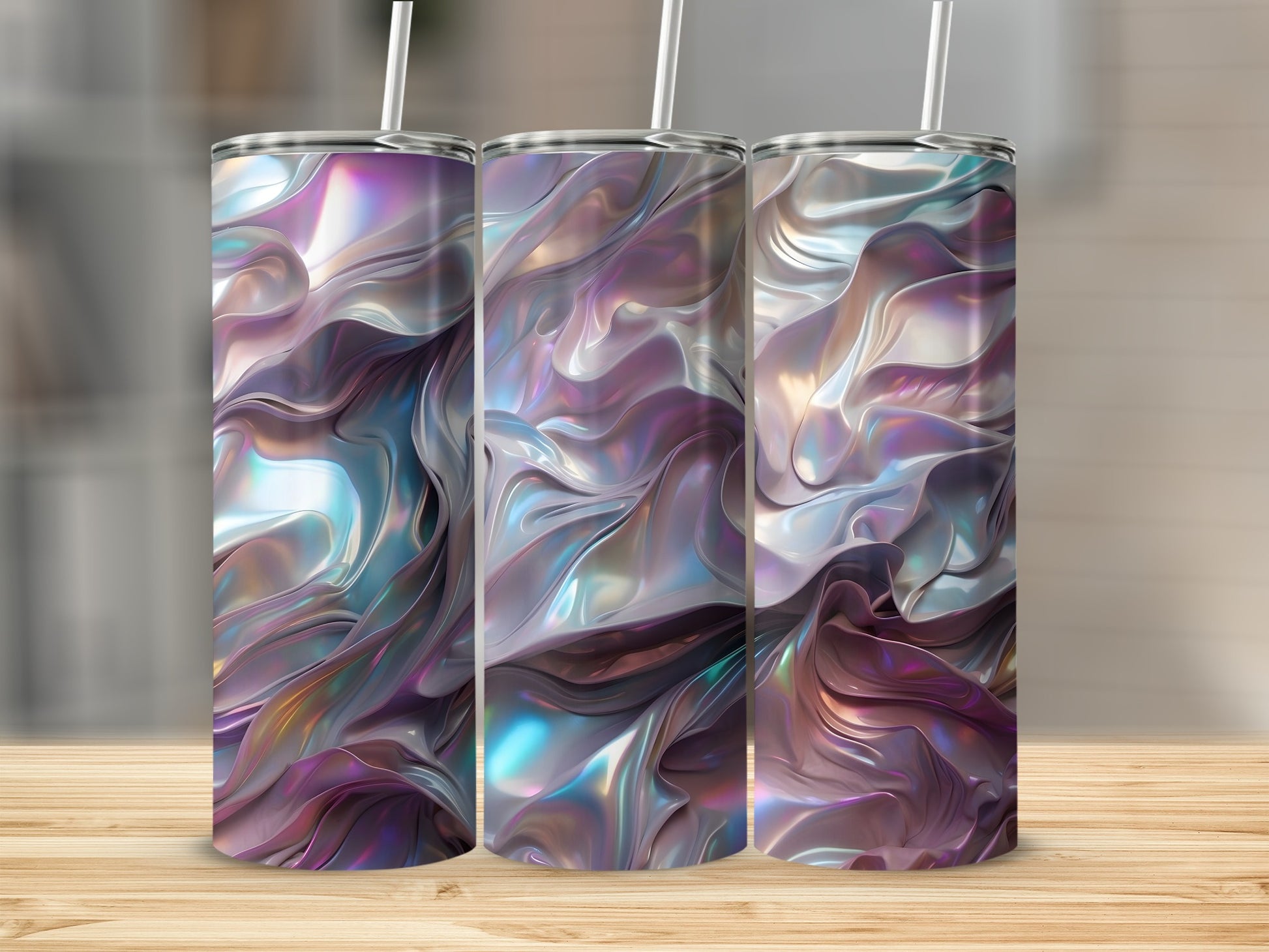 Holographic Fluid Wavy Shimmering Abstract Tumbler product type