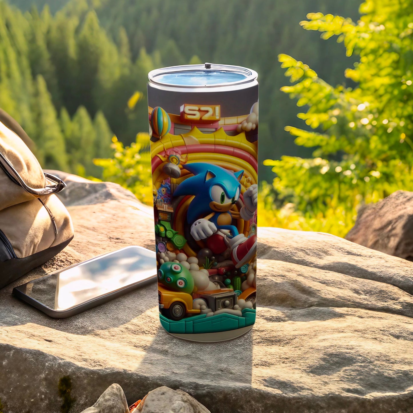 Colorful Sonic Video Game Themed Travel Tumbler