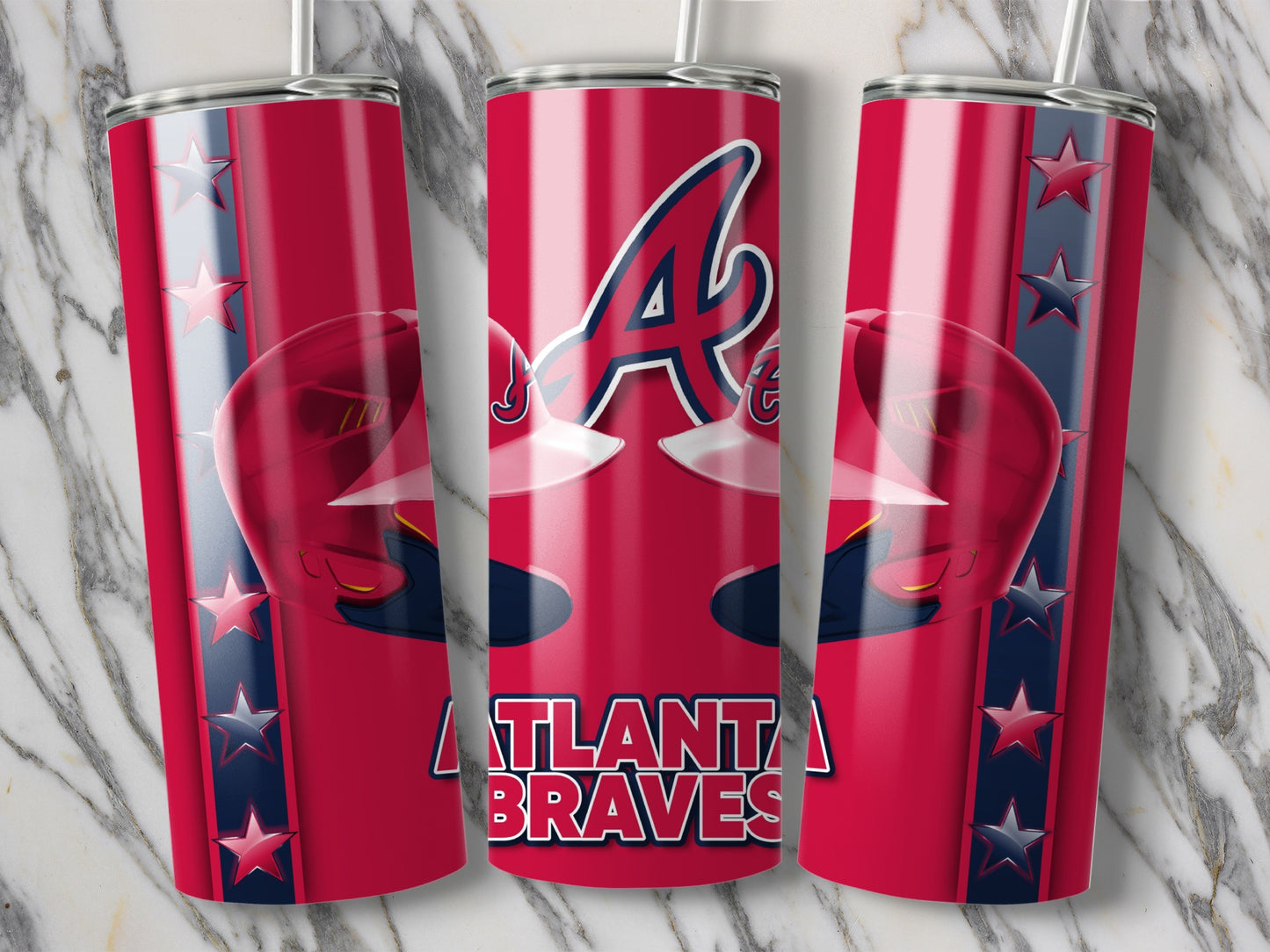 Atlanta Braves Helmets Stars Logo Premium Design Tumblers