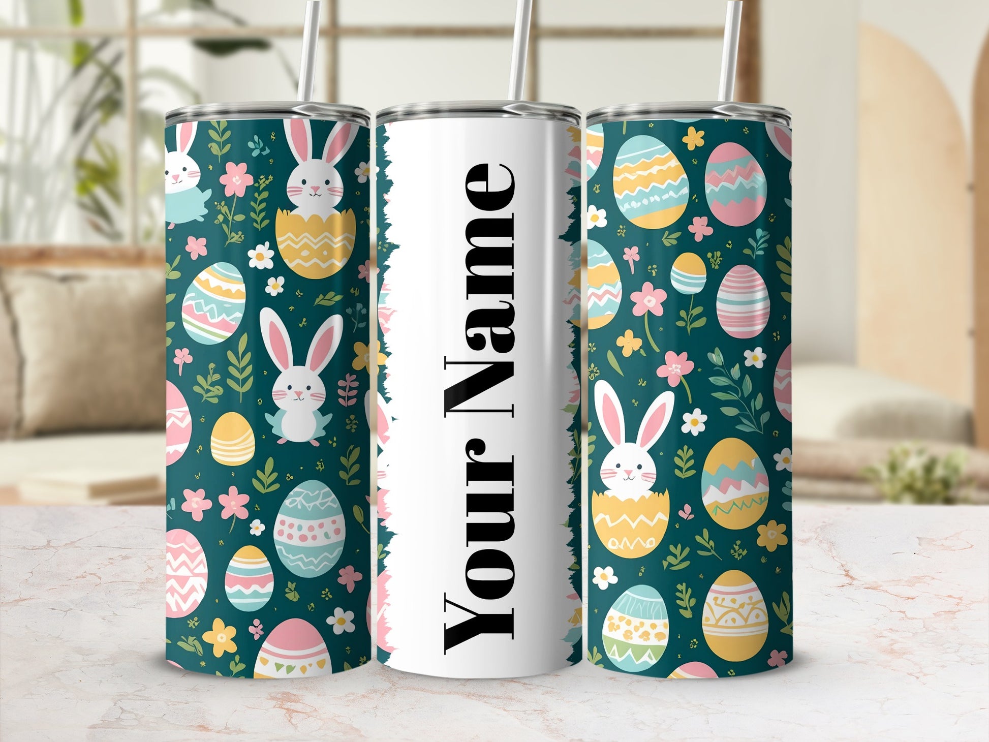 Personalized Easter Bunny Egg Design Tumbler Cup