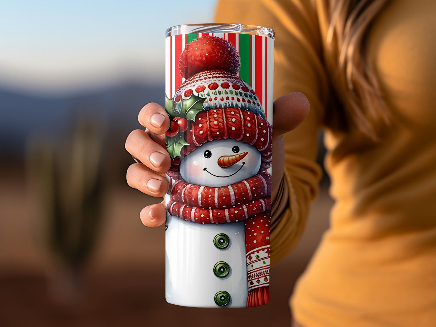 Festive Snowman with Red Hat Insulated Tumbler