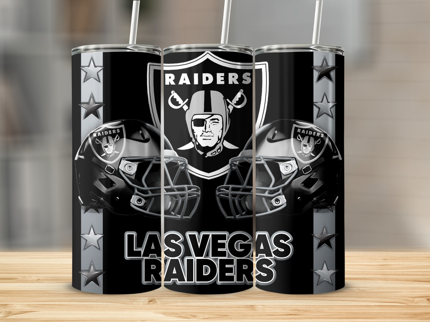Las Vegas Raiders Helmets and Shield Design Tumblers