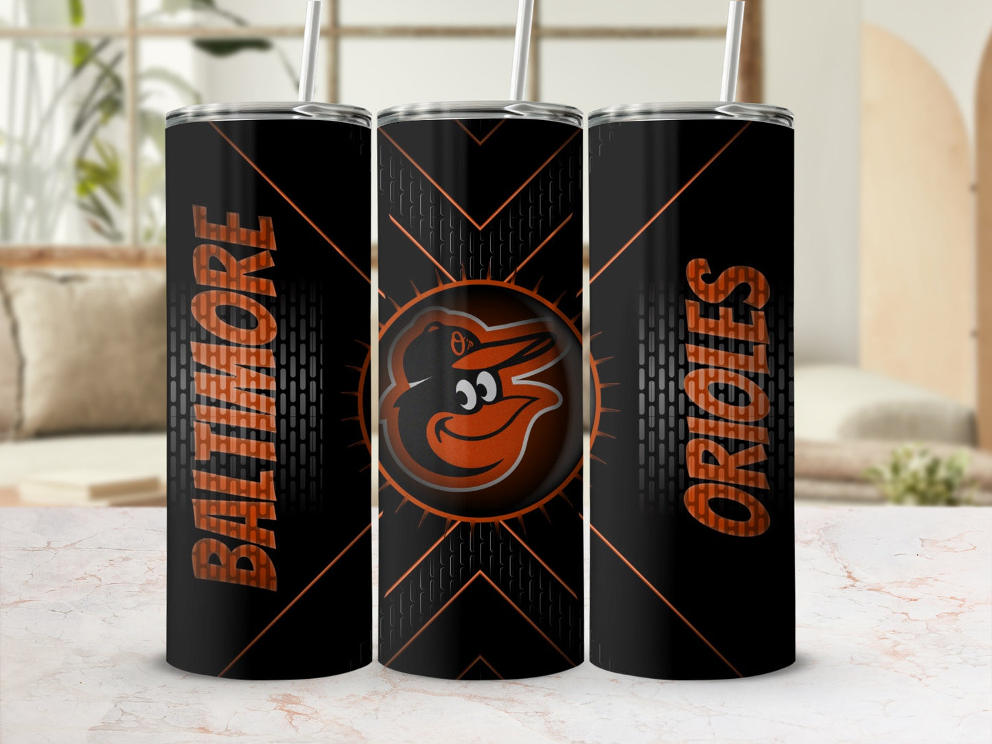Baltimore Orioles Bird Logo Unique X Design Black Tumblers