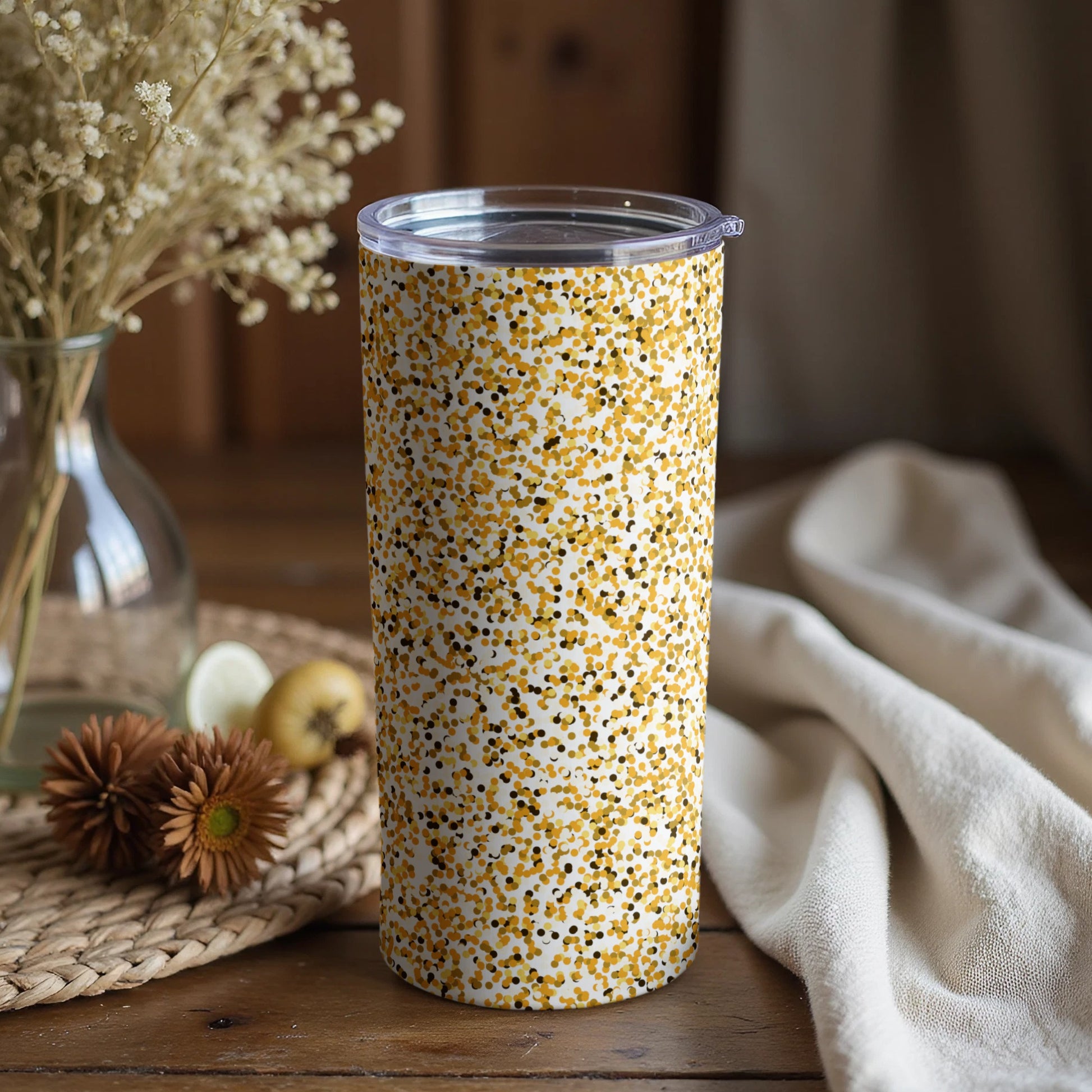 Speckled Yellow and White Insulated Tumbler Cup