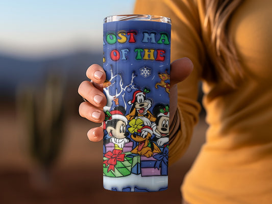 Frosty Magical Christmas Tumbler with Cartoon Characters