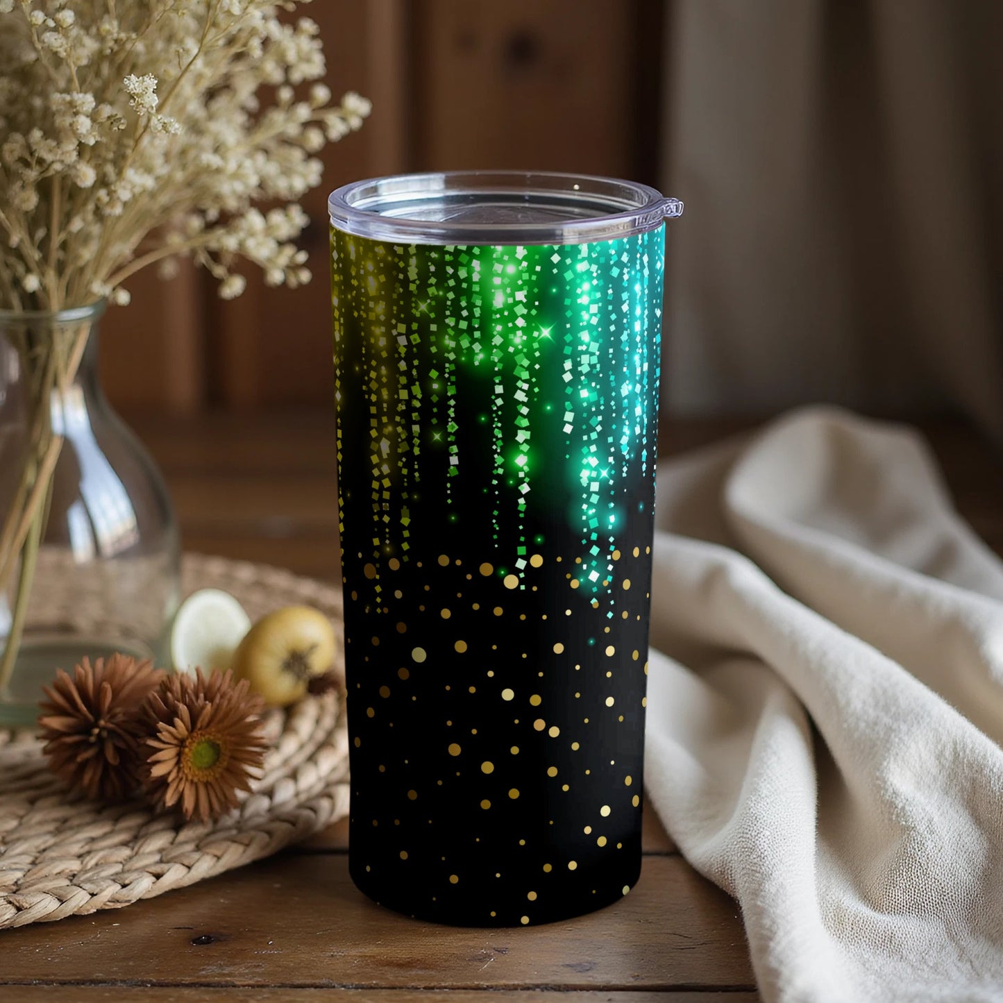 LED Light Forest Themed Patterned Tumbler