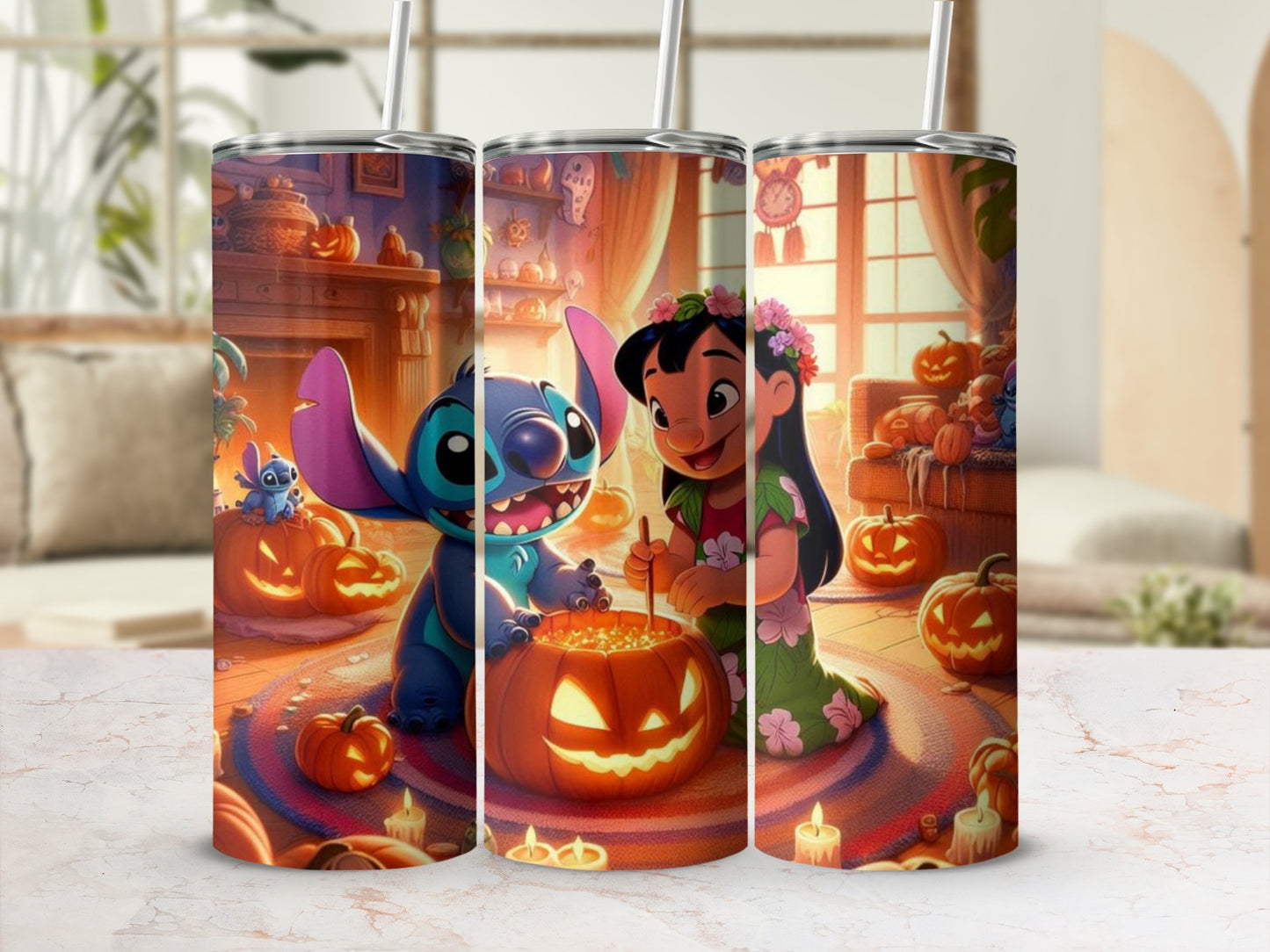 Halloween Themed Lilo and Stitch Design Tumbler