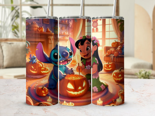 Halloween Themed Lilo and Stitch Design Tumbler