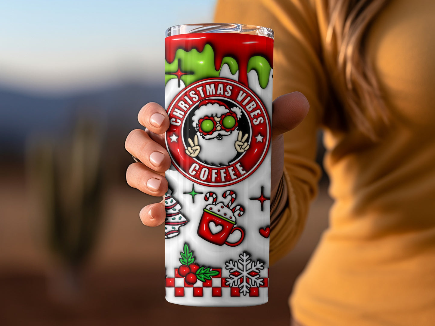 Christmas Vibes Coffee Holiday Themed Tumbler Cup