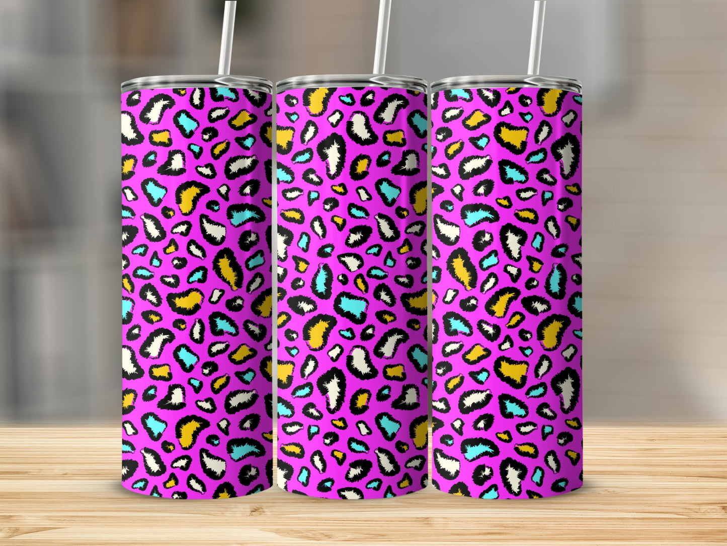 Vibrant Purple Leopard Print Tumbler Travel Mug