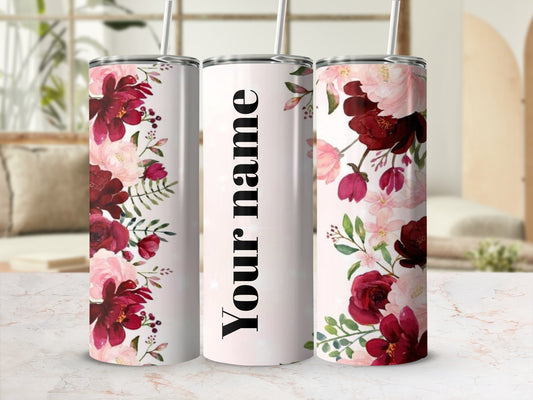 Floral Design Customizable Tumbler Personalized Gift