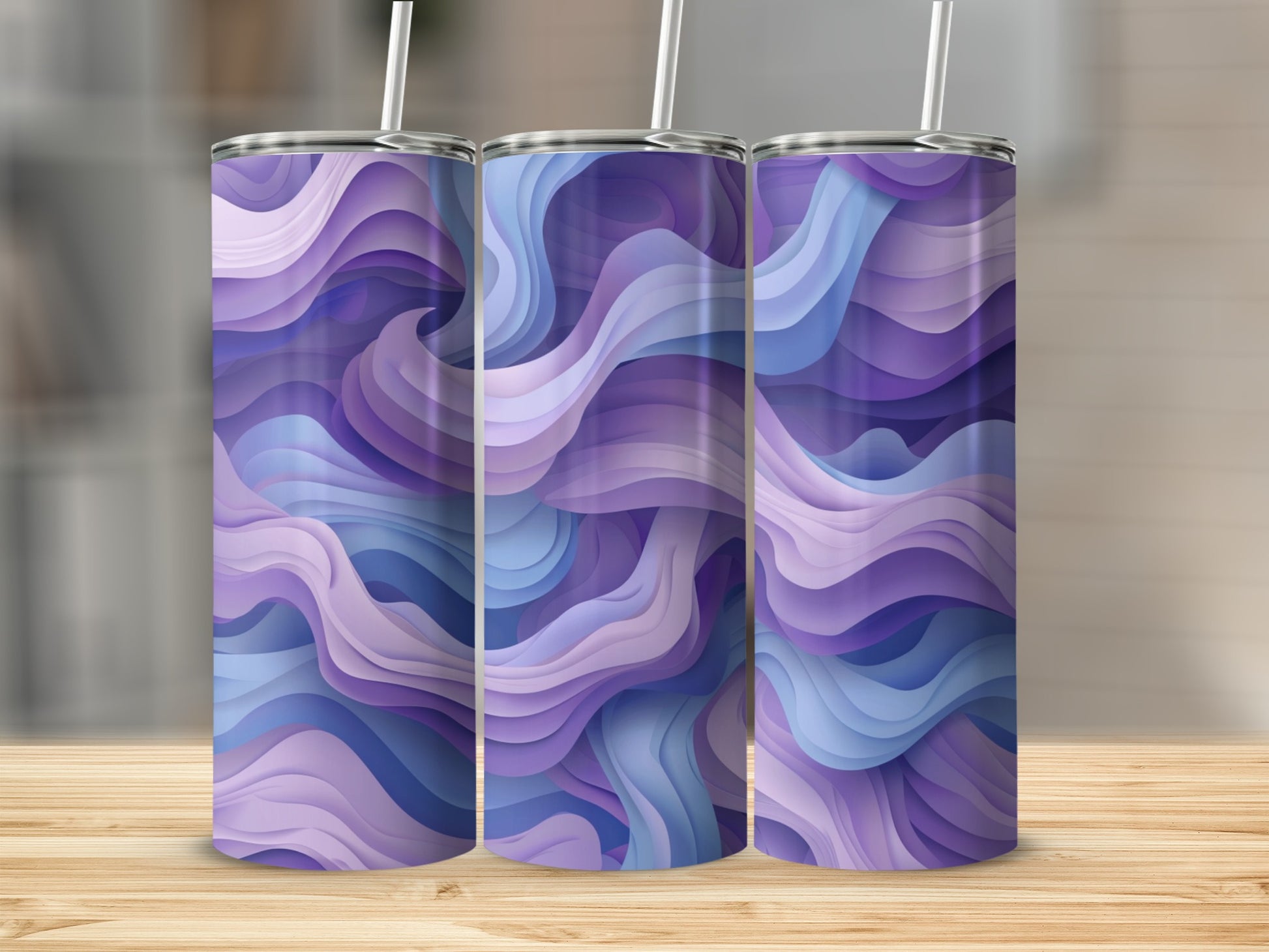 Abstract Purple and Blue Waves Design Tumbler
