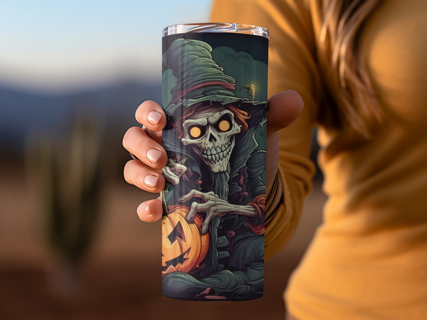 Spooky Halloween Skeleton Design Travel Mug
