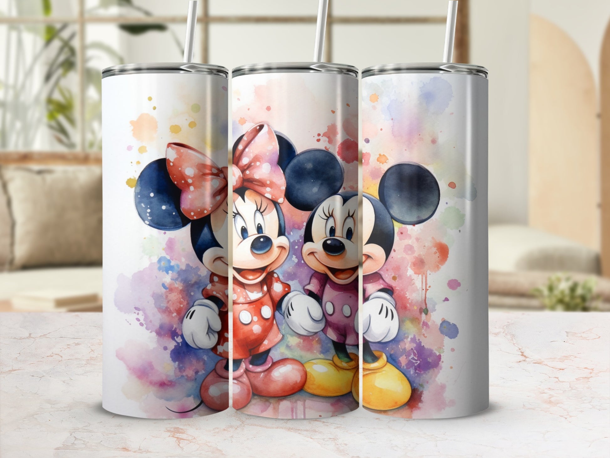 Colorful and Vibrant Disney Cartoon Tumbler Set